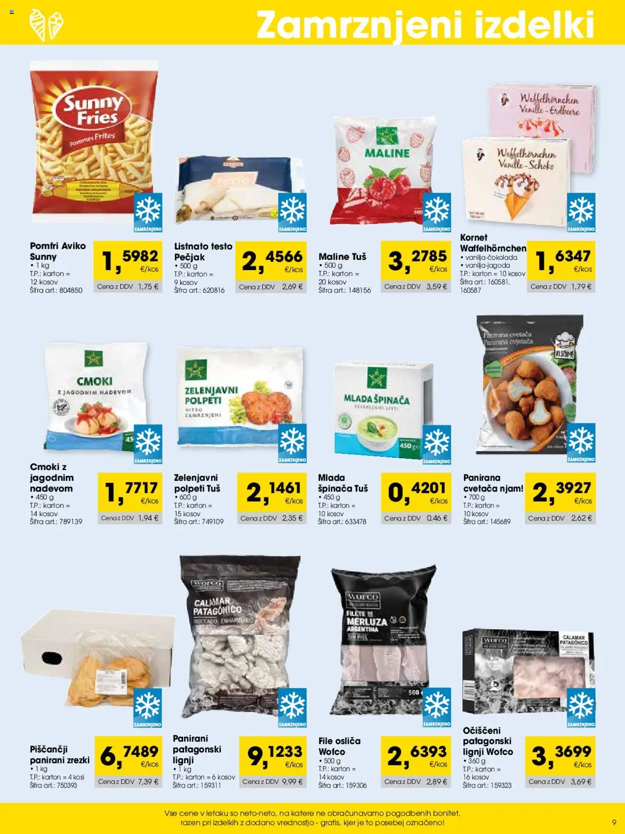 Tuš katalog cash & carry trgovec │ velja od 01.09.2025 | Stran: 9 | Izdelki: Lignji, Zrezki, Maline
