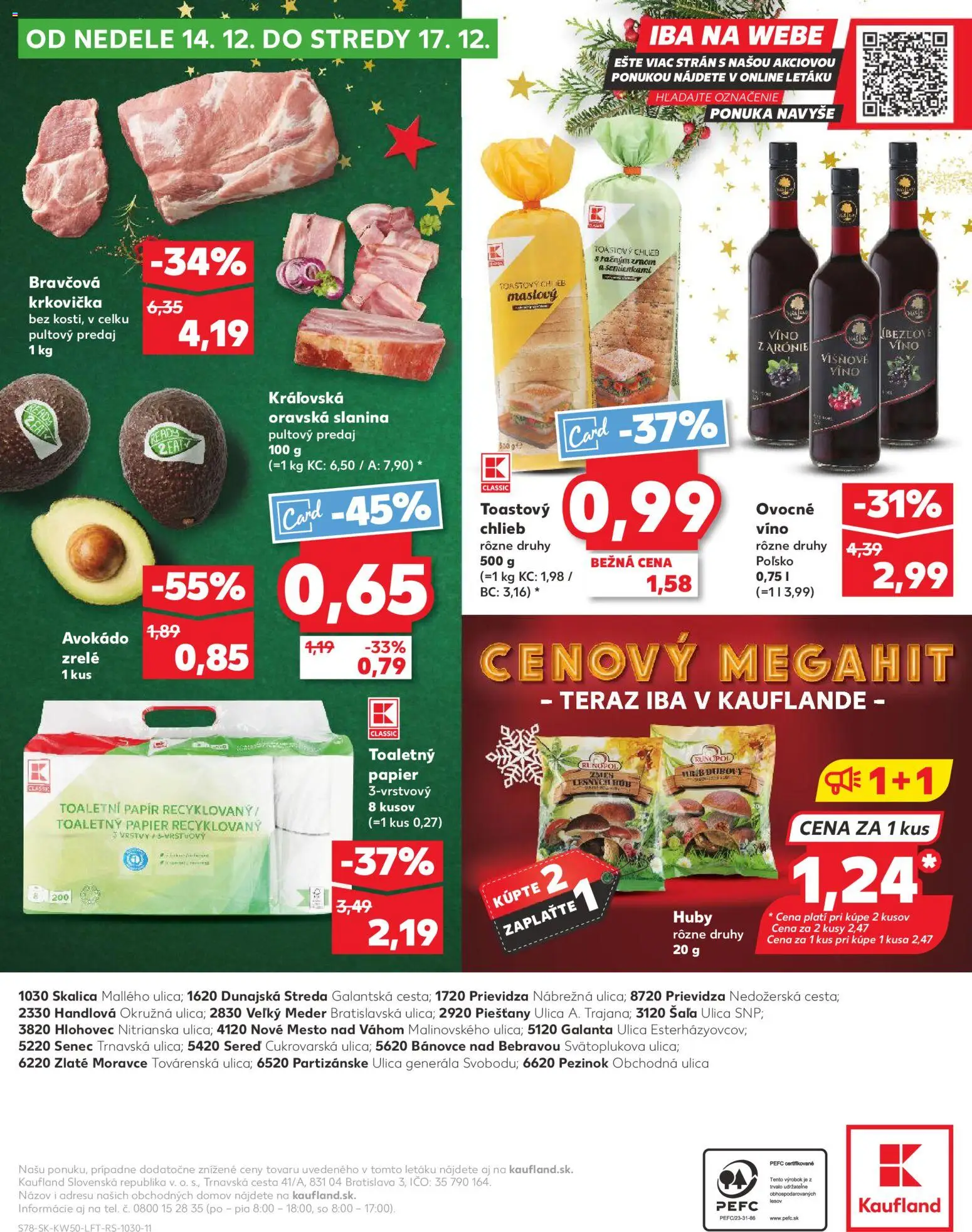 Nové Kaufland akcie – leták je platný od 11.12.2025 | Strana: 78 | Produkty: Chlieb, Slanina, Krkovička, Avokádo