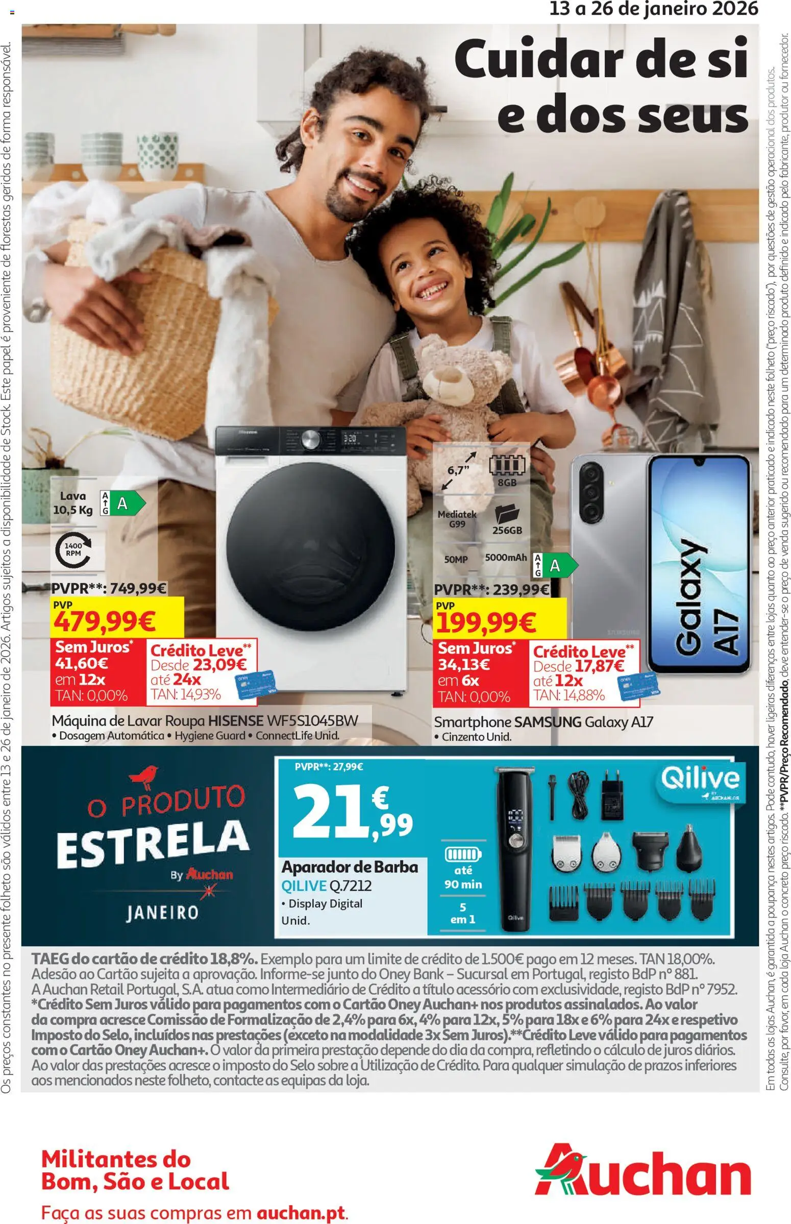 Auchan - Preços Redondos │ válido de 13.01.2026 | Página: 32 | Produtos: Smartphone, Faca, Máquina de lavar, Aparador