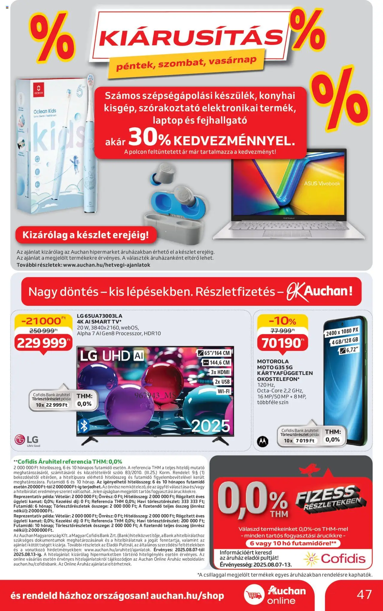 Auchan akciós ujság - amely érvényes a következő dátumtól: 07.08.2025 | Oldal: 47 | Termékek: Szőlő, Laptop, Fejhallgató, USB