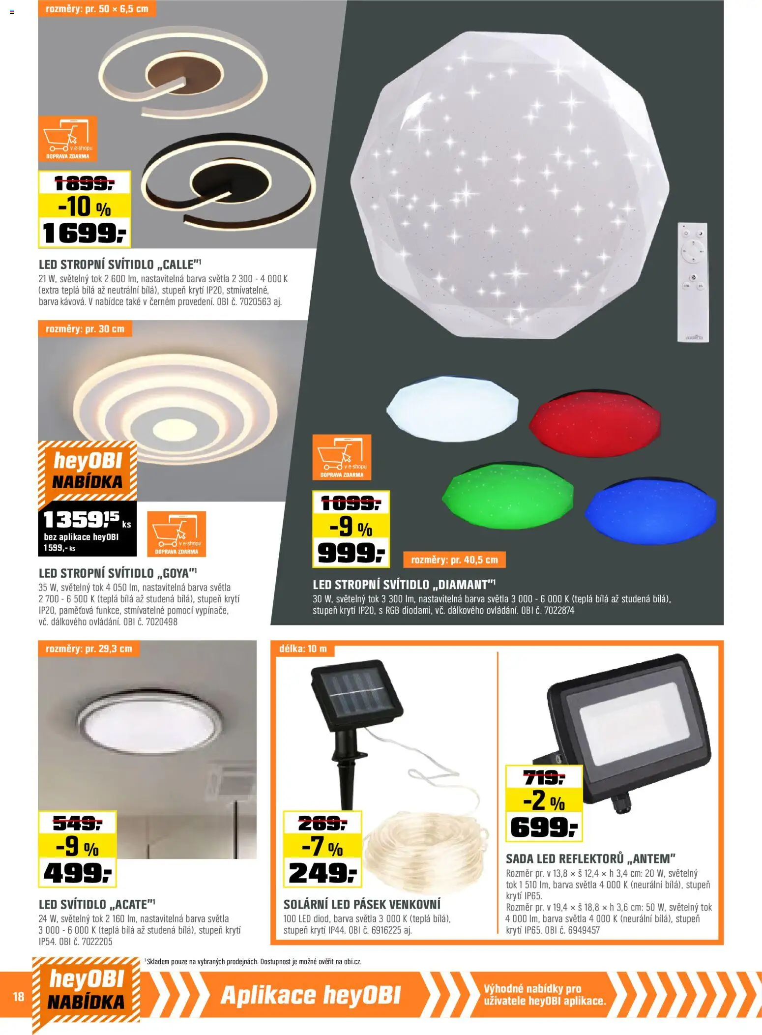 OBI leták - Barevná sezóna od 14.11.2025 | Strana: 18 | Produkty: LED pásek, LED stropní svítidlo, LED