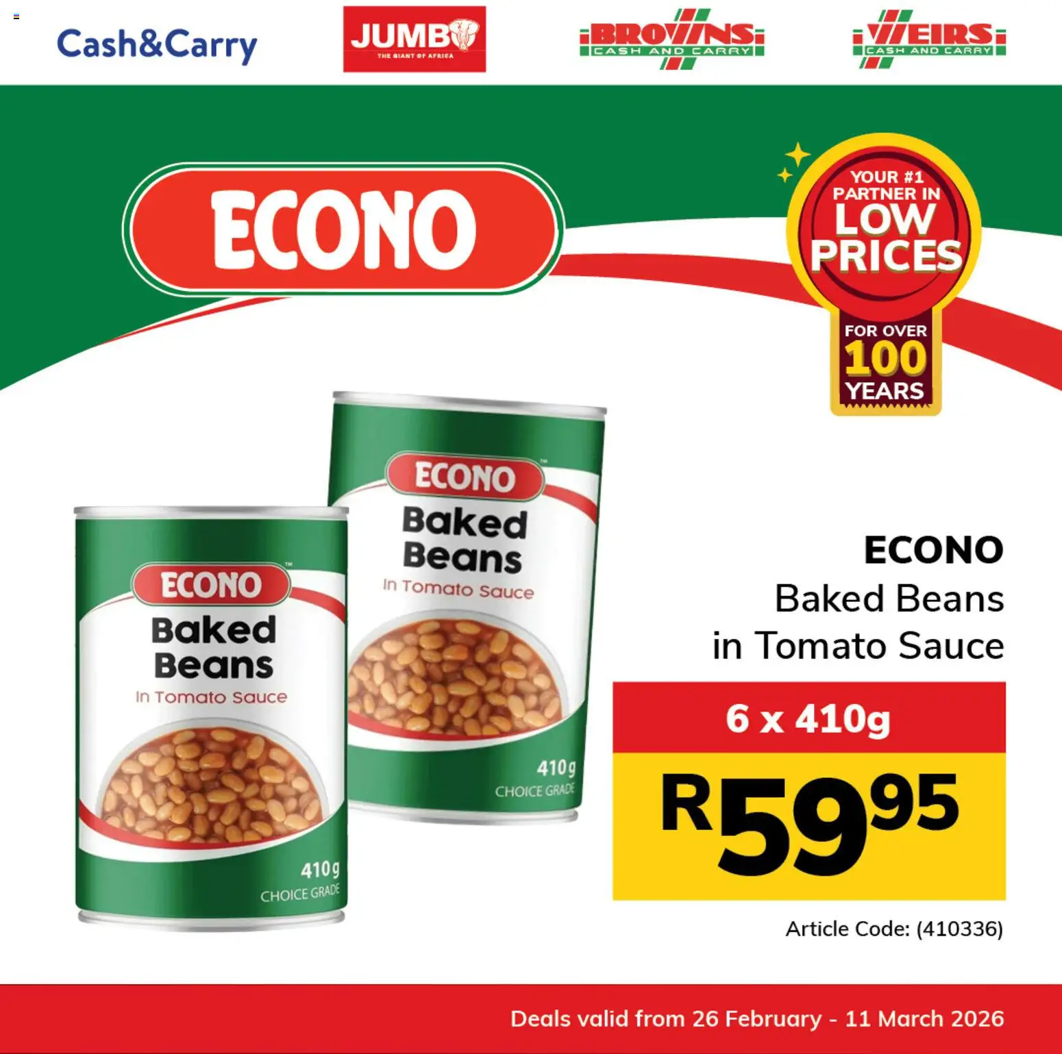New Jumbo catalogue – valid from 26.02.2026 | Page: 1 | Products: Beans, Baked beans, Tomato sauce, Sauce