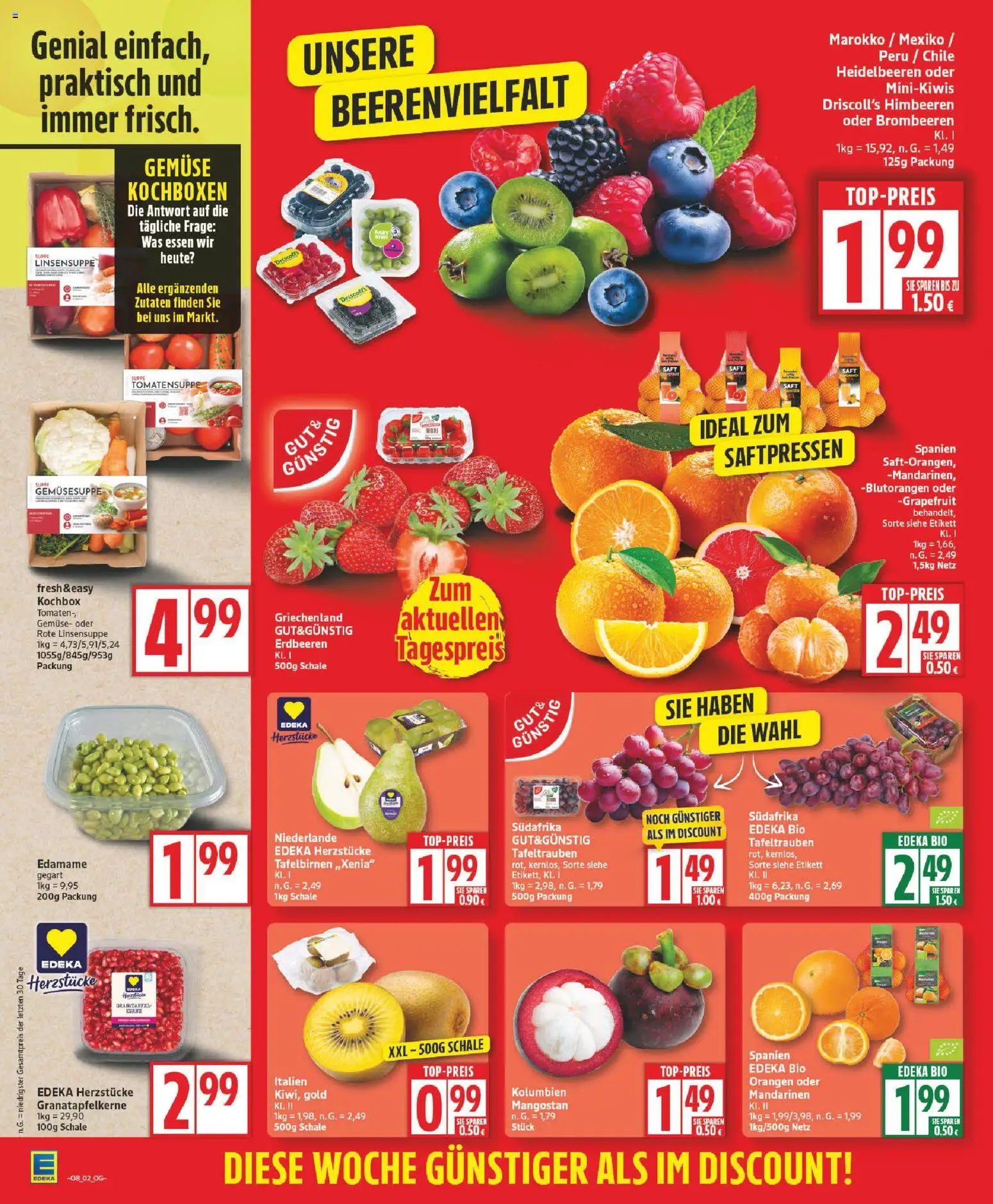 Edeka Prospekt 	 – gültig ab 16.02.2026 | Seite: 2 | Produkte: Mandarinen, Orangen, Tomaten, Grapefruit