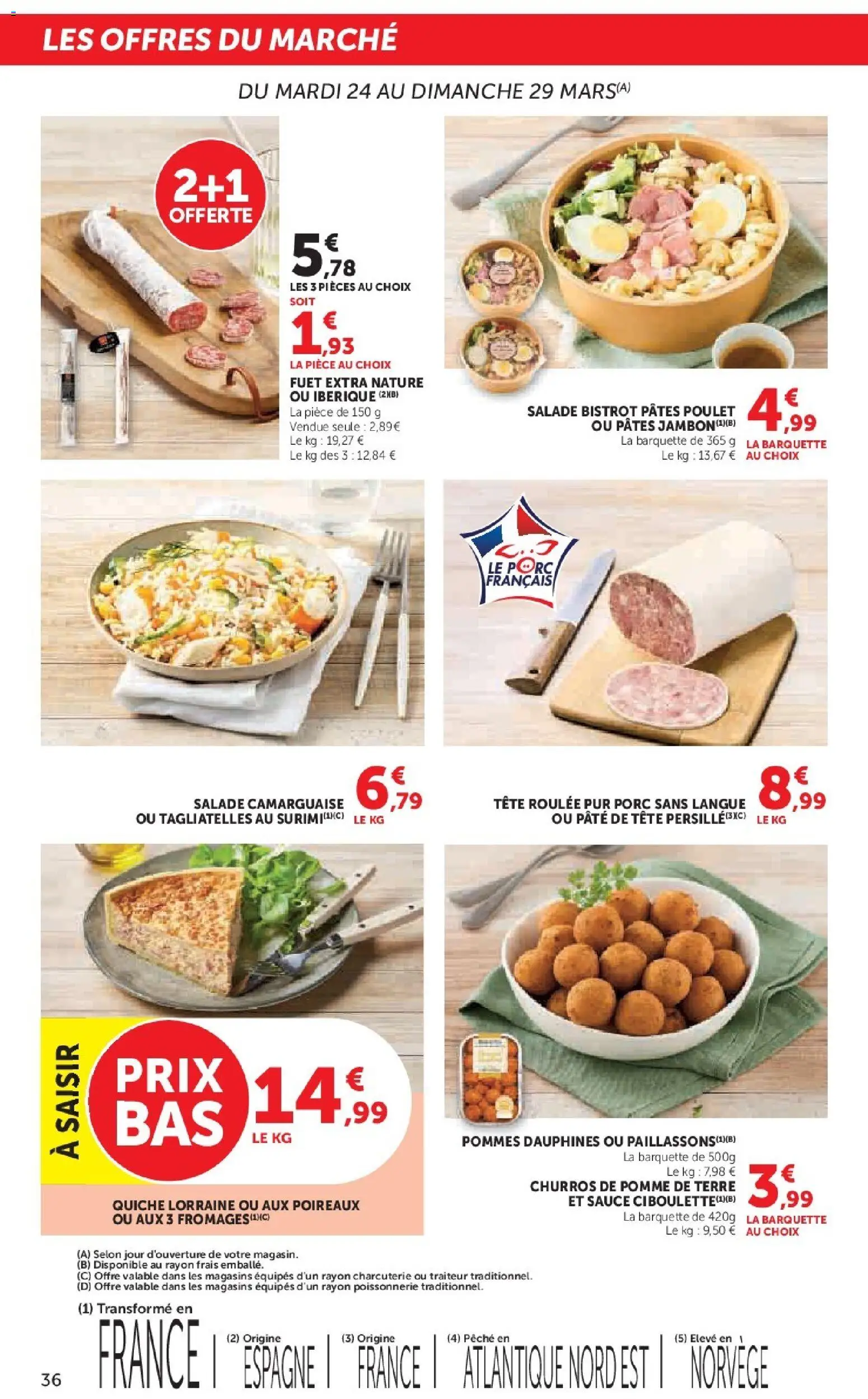 {H1} | Page: 36 | Produits: Salade, Pomme de terre, Porc, Pommes