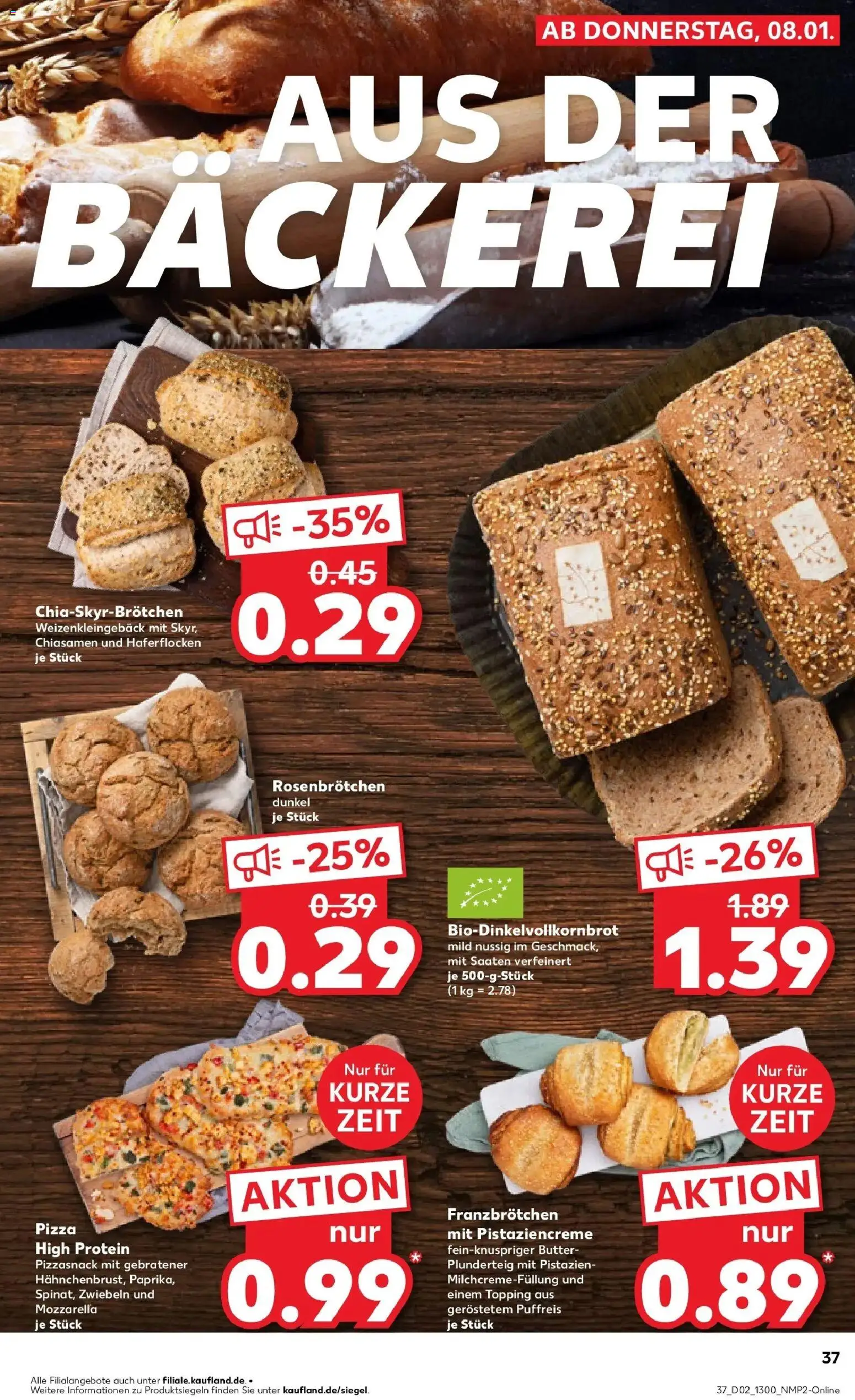 Kaufland prospekt Borken	 – gültig ab 11.01.2026 | Seite: 37 | Produkte: Bäckerei, Mozzarella, Zwiebeln, Pizza