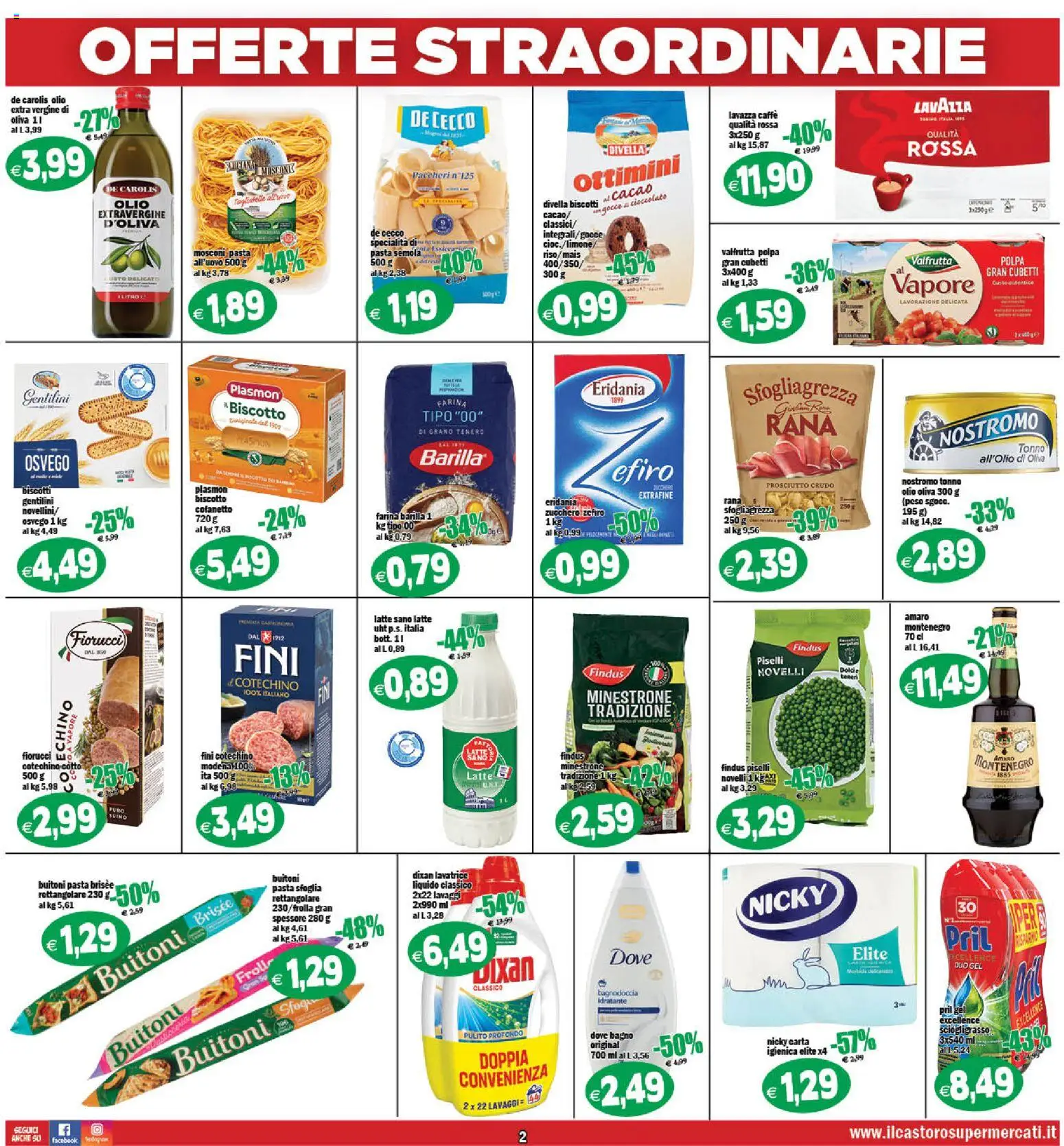 Volantino Il Castoro del 27.12.2025 | Pagina: 2 | Prodotti: Biscotti, Olio, Prosciutto, Tonno