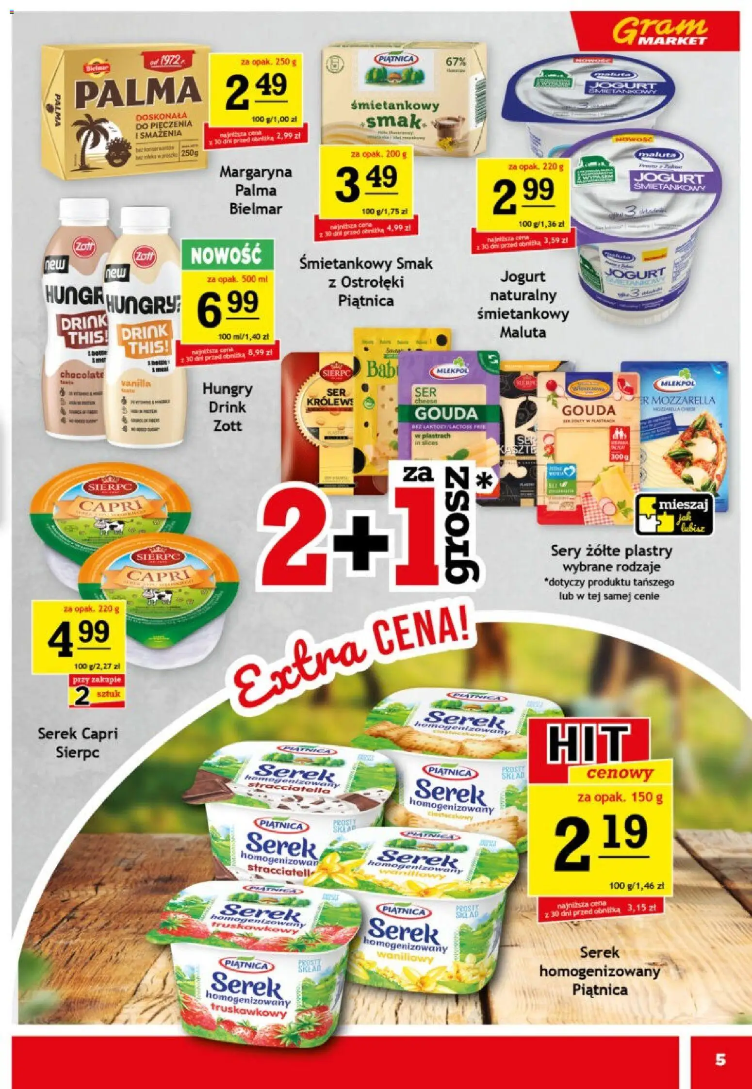 Gram Market Gazetka od 25.02.2026 | Strona: 5 | Produkty: Jogurt śmietankowy, Serek homogenizowany, Jogurt, Mozzarella