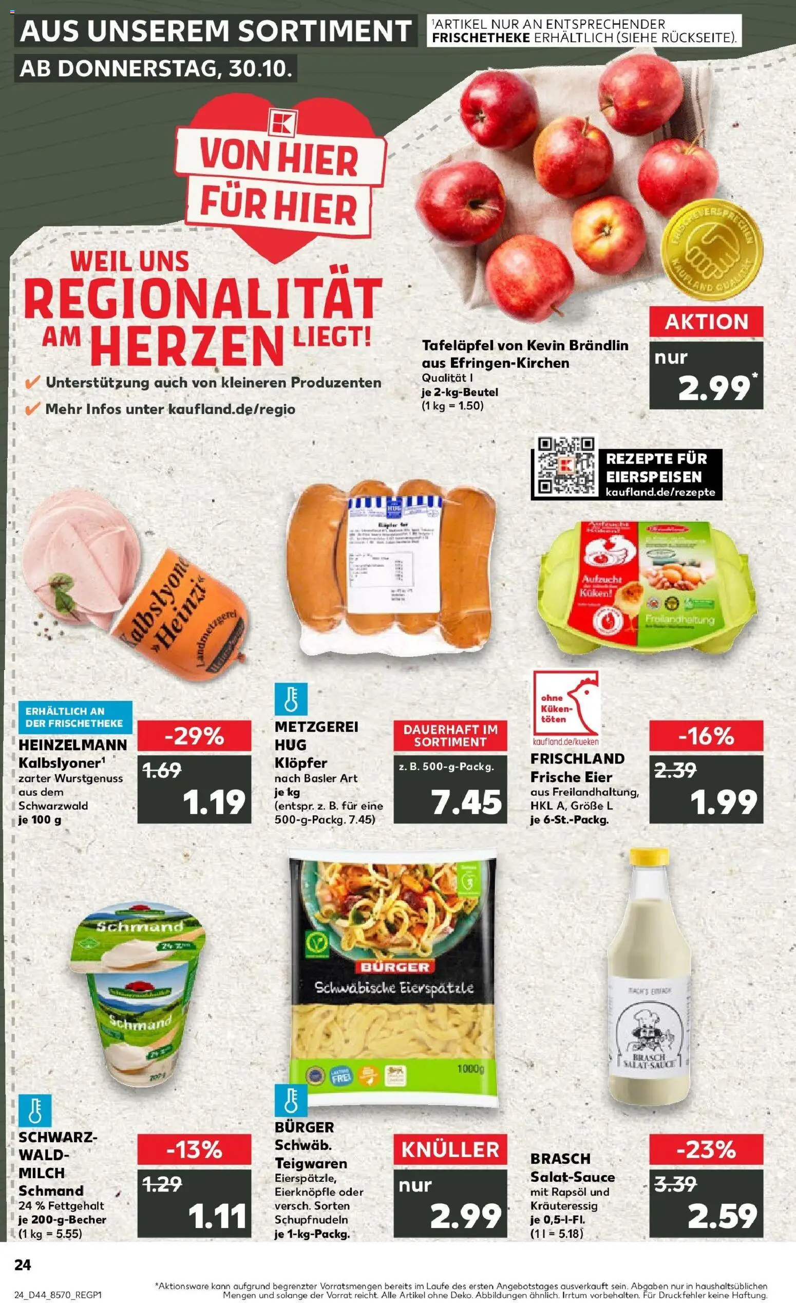 Kaufland prospekt Rheinfelden (Baden)	 – gültig ab 30.10.2025 | Seite: 24 | Produkte: Milch, Rapsöl, Dressing, Pasta