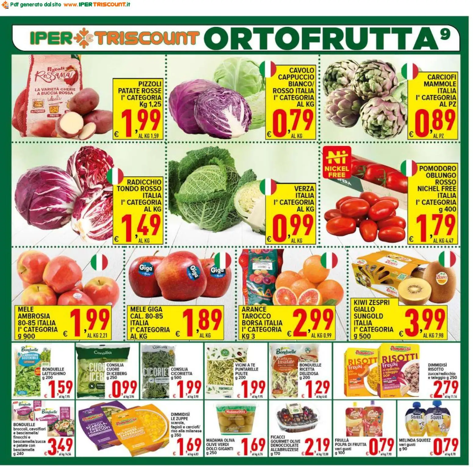 Volantino Ipertriscount del 26.01.2026 | Pagina: 9 | Prodotti: Arance, Cavolo, Cappuccio, Besciamella