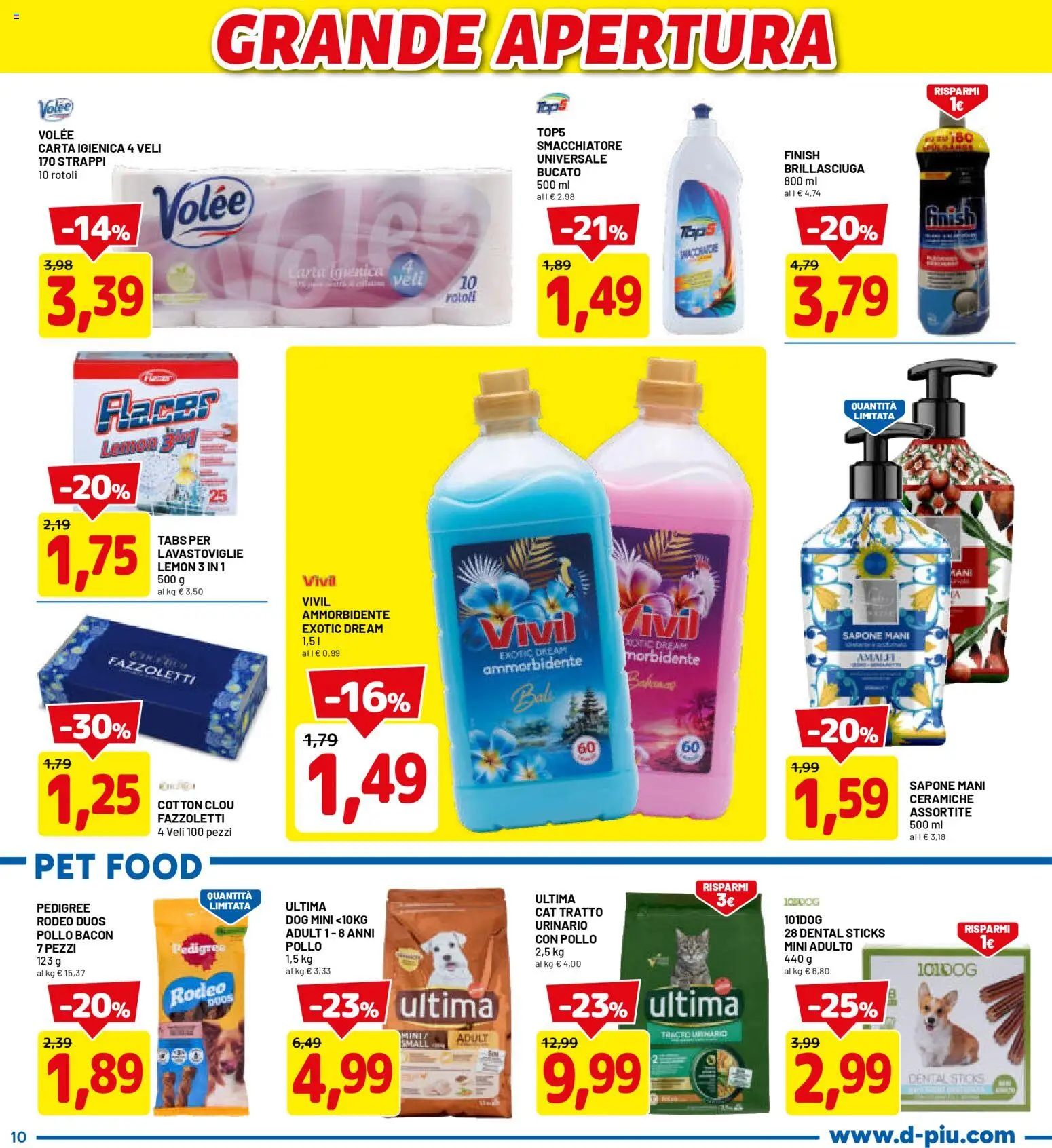 Volantino D Più del 12.02.2026 | Pagina: 10 | Prodotti: Carta igienica, Pollo, Ammorbidente, Fazzoletti