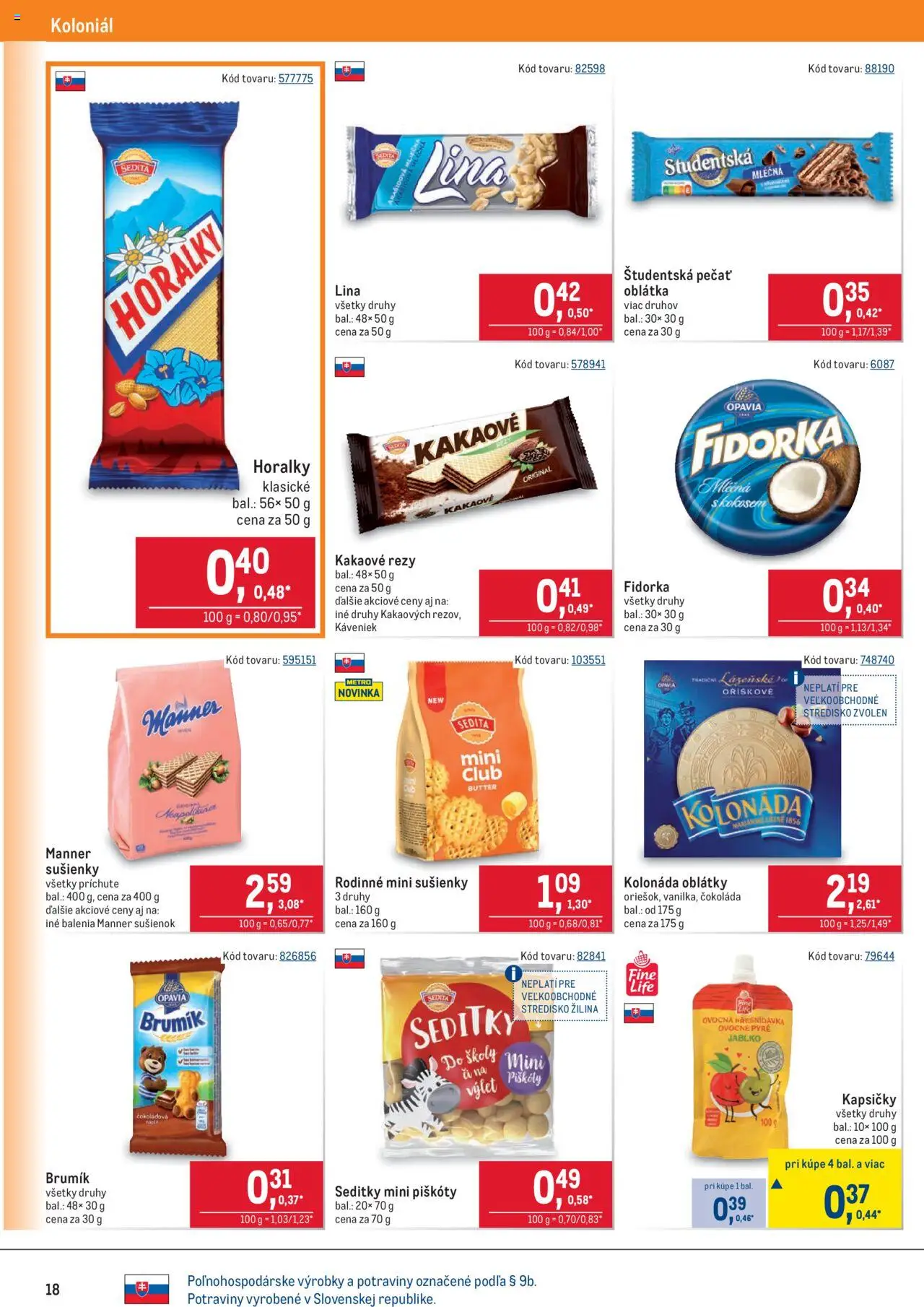 Nové Metro akcie – leták je platný od 10.09.2025 | Strana: 18 | Produkty: Čokoláda, Študentská pečať, Horálky