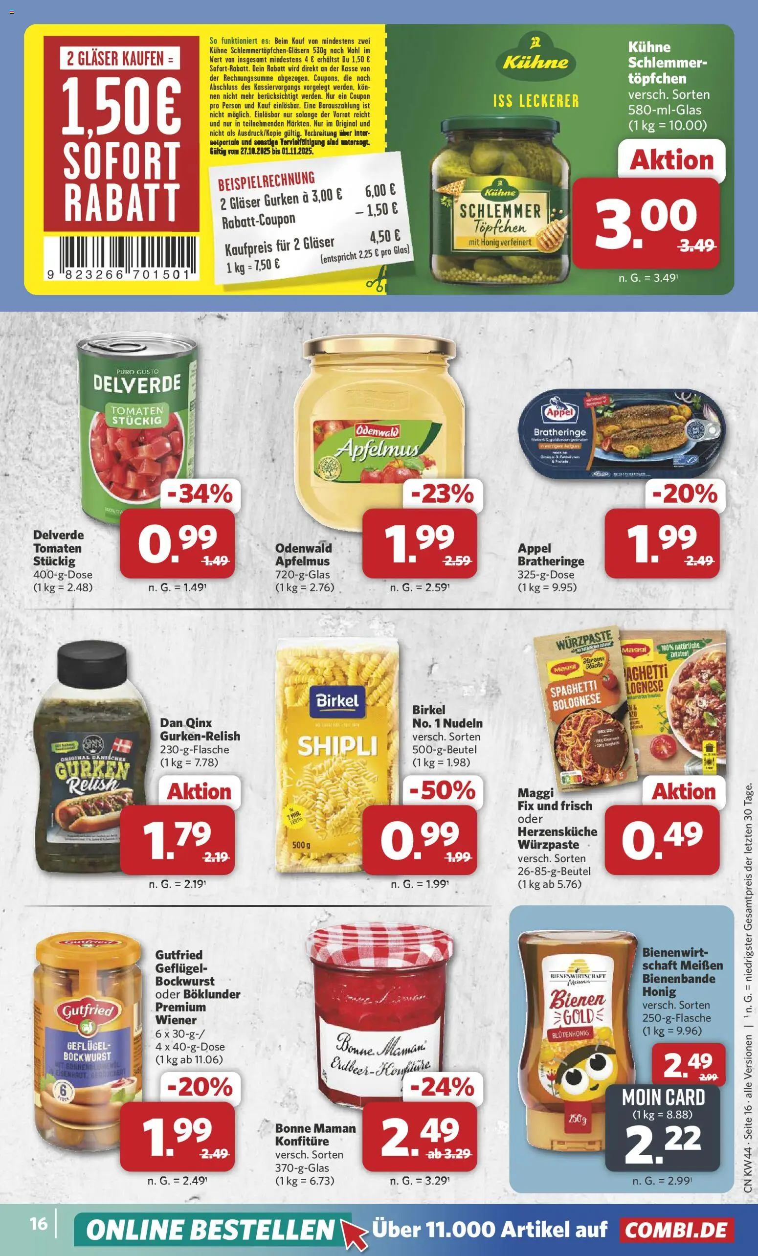 Combi Prospekt 	 – gültig ab 27.10.2025 | Seite: 17 | Produkte: Maggi, Tomaten, Nudeln, Gurken