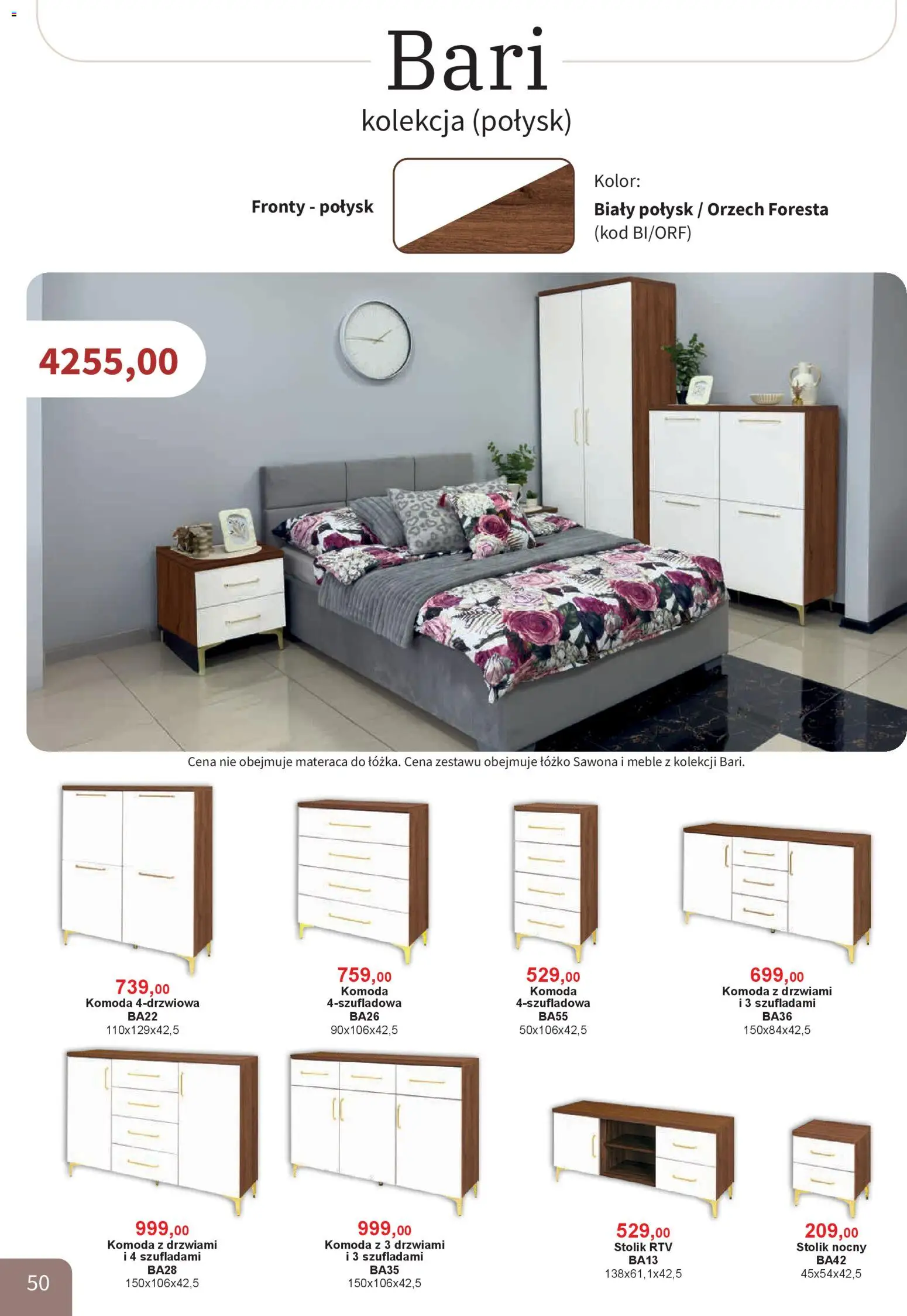 Bodzio Katalog od 01.04.2026 | Strona: 50 | Produkty: Łóżko, Komoda, Stolik nocny