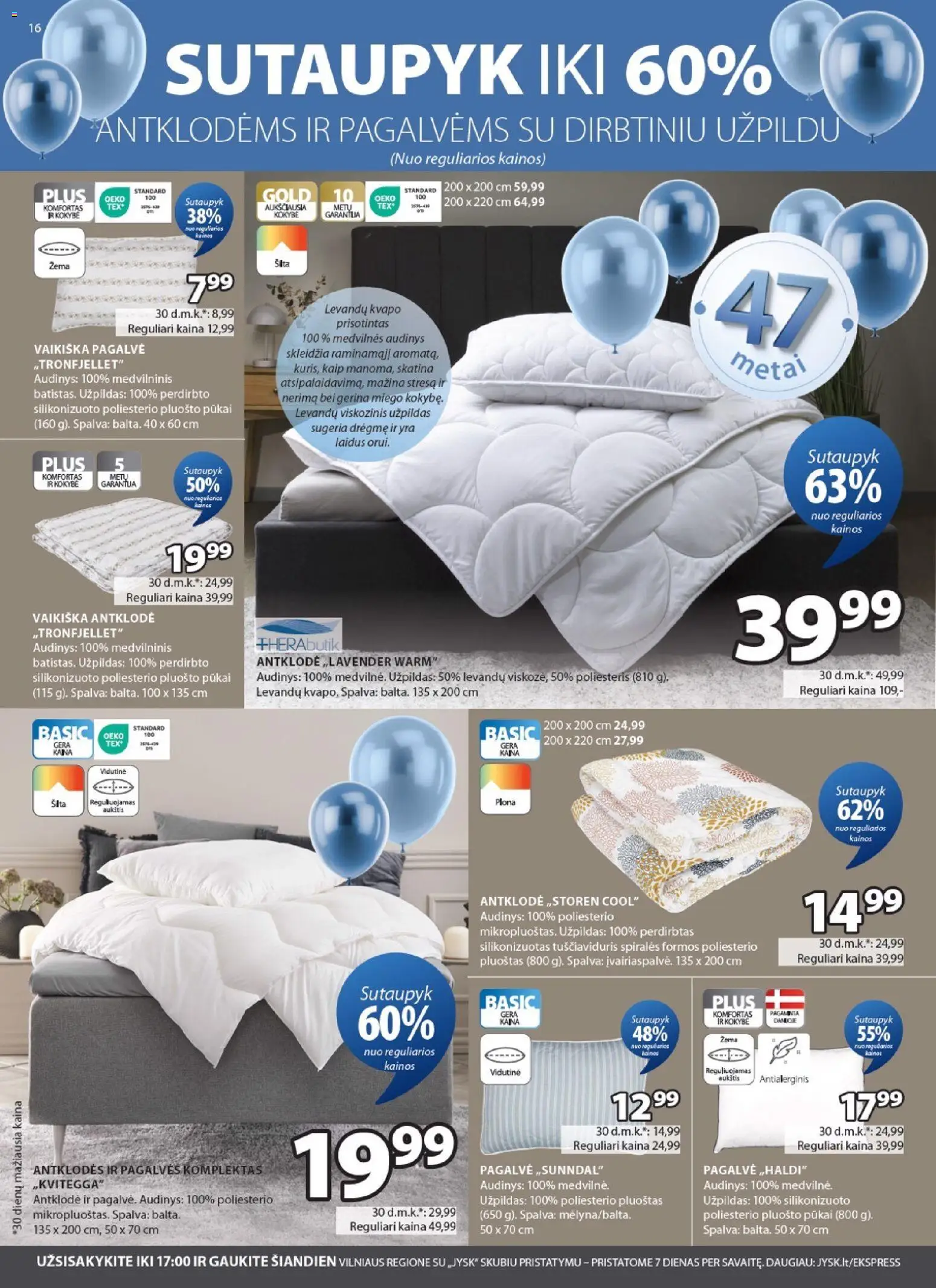 JYSK akcijos nuo 14.04.2026 | Puslapis: 16 | Prekių: Pagalvė, Antklodė