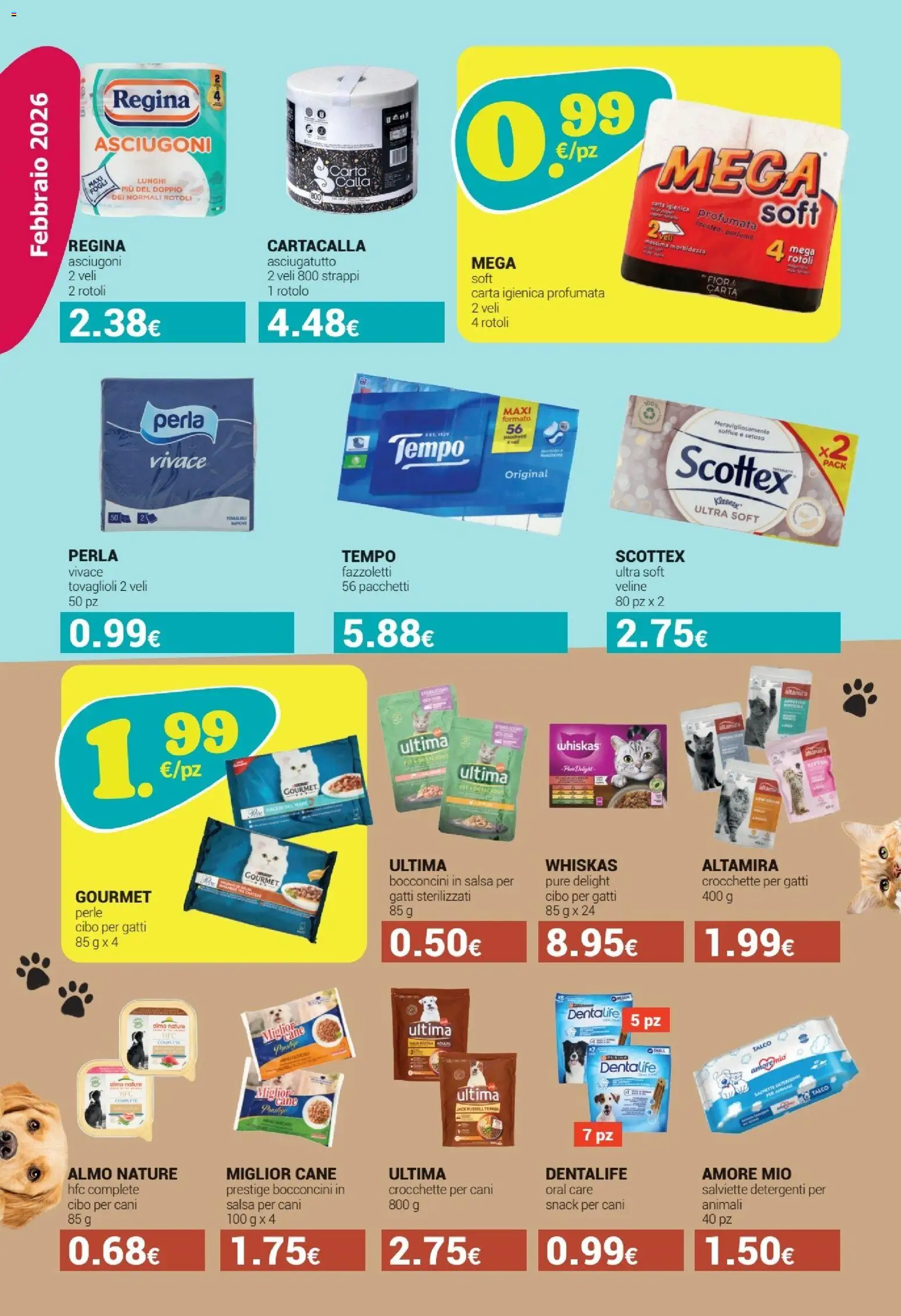 Volantino Tigotà del 01.02.2026 | Pagina: 16 | Prodotti: Carta igienica, Salsa, Crocchette, Asciugatutto