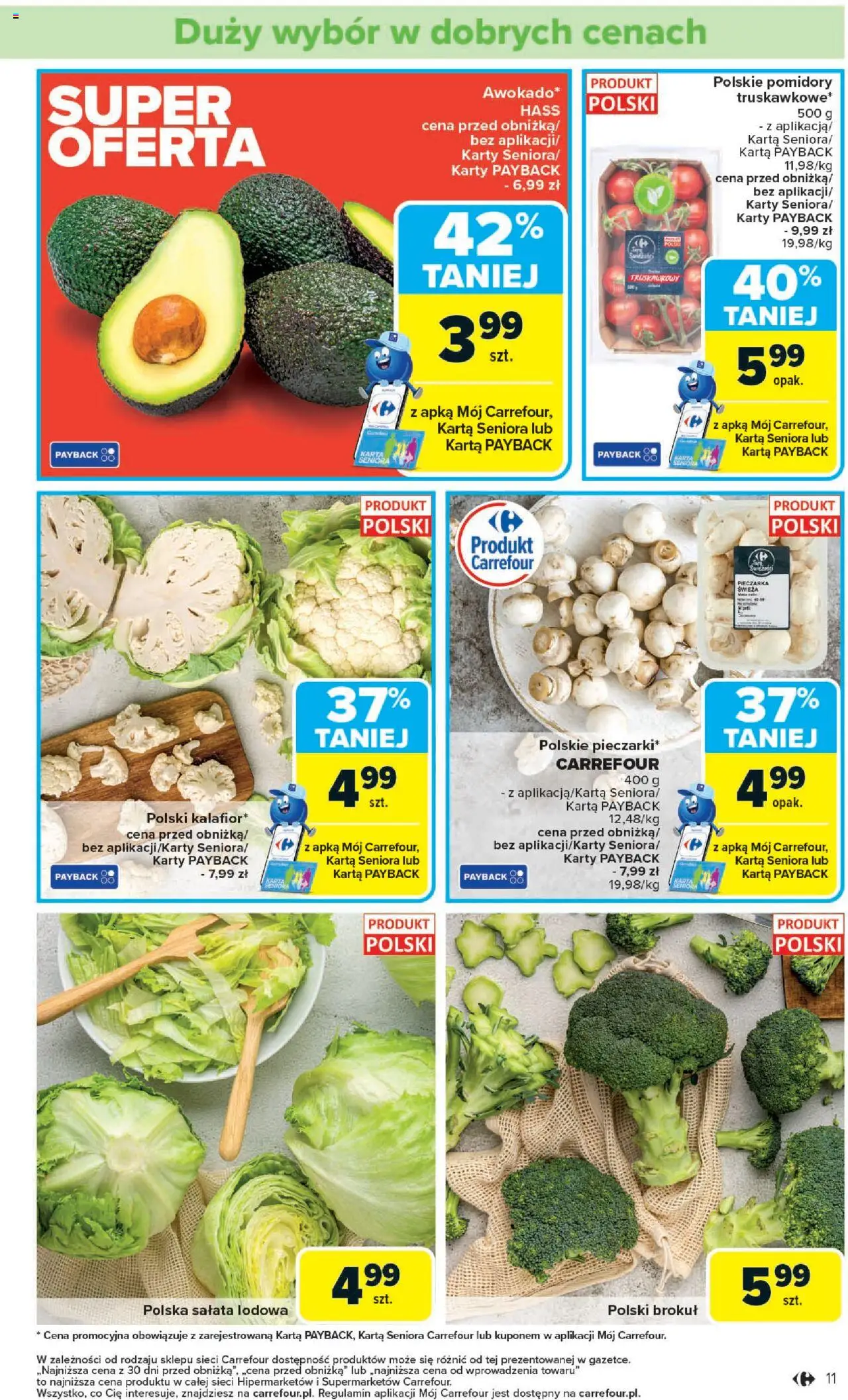 Carrefour Gazetka od 25.08.2025 | Strona: 11 | Produkty: Karta, Brokuł, Pomidory
