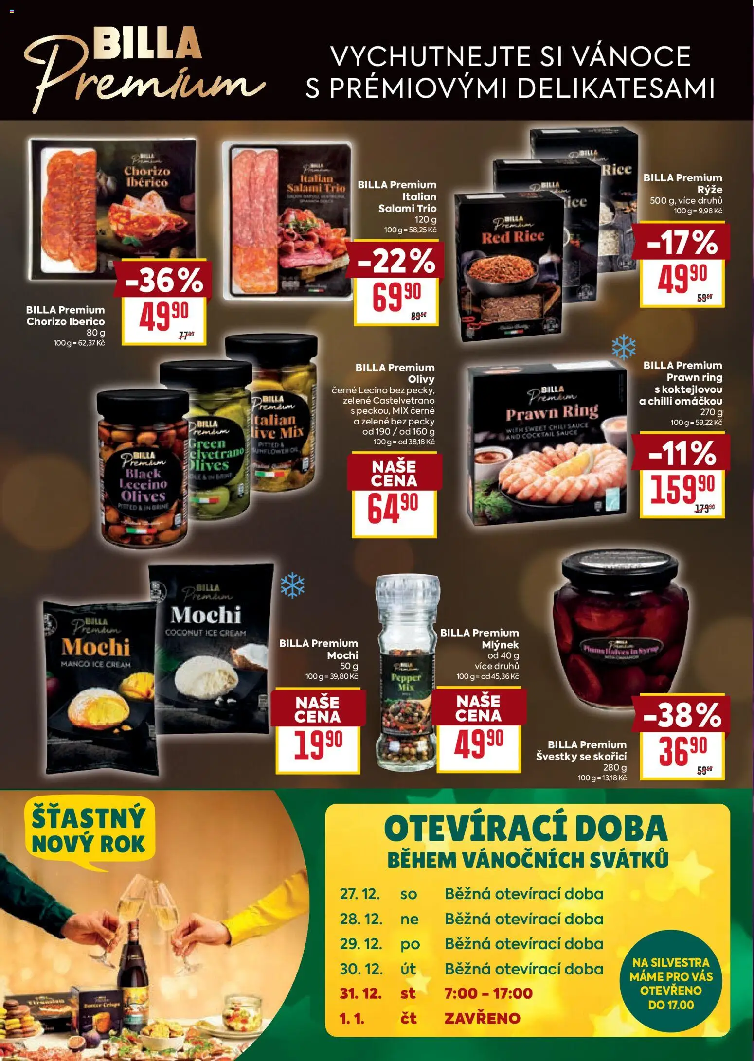 Billa Velký leták od 27.12.2025 | Strana: 26 | Produkty: Švestky, Mlýnek, Olivy, Chorizo