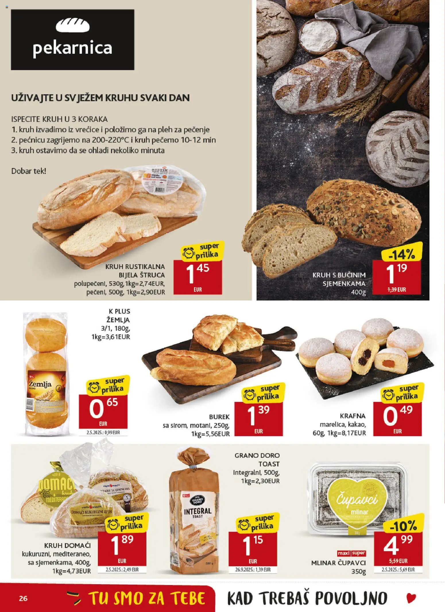 Konzum katalog | vrijedi od 11.03.2026 | Stranica: 26 | Proizvodi: Kruh, Toast, Burek