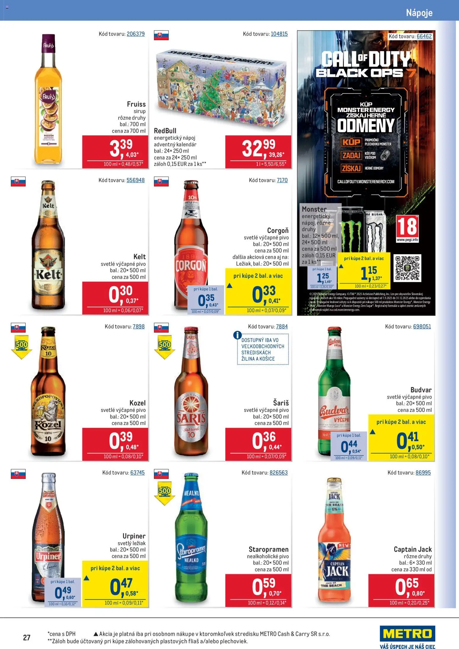 Nové Metro akcie – leták je platný od 05.11.2025 | Strana: 27 | Produkty: Pivo, Kelt, Šariš, Corgoň