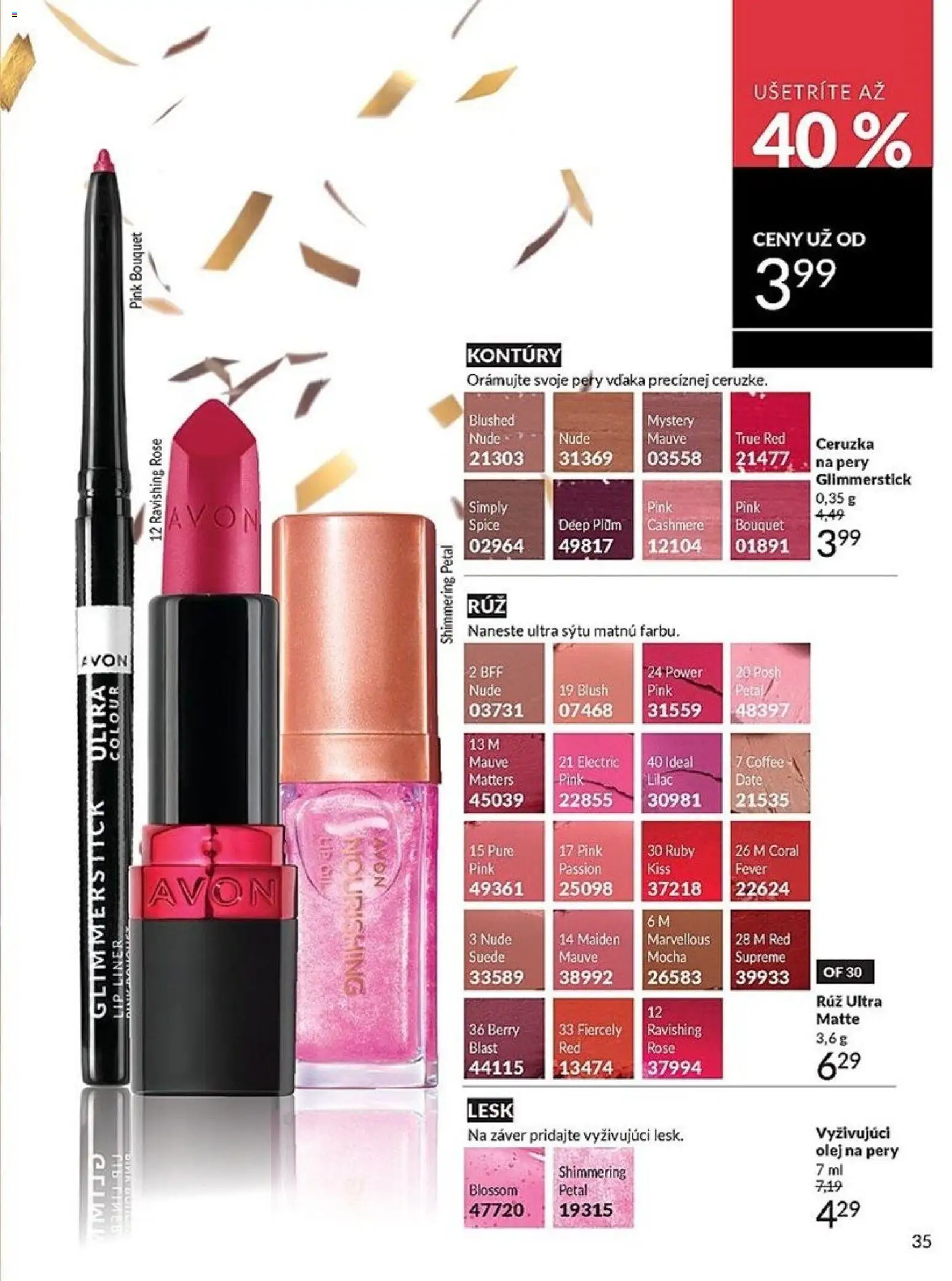 Nové Avon akcie – leták je platný od 01.01.2026 | Strana: 35 | Produkty: Olej, Ceruzka