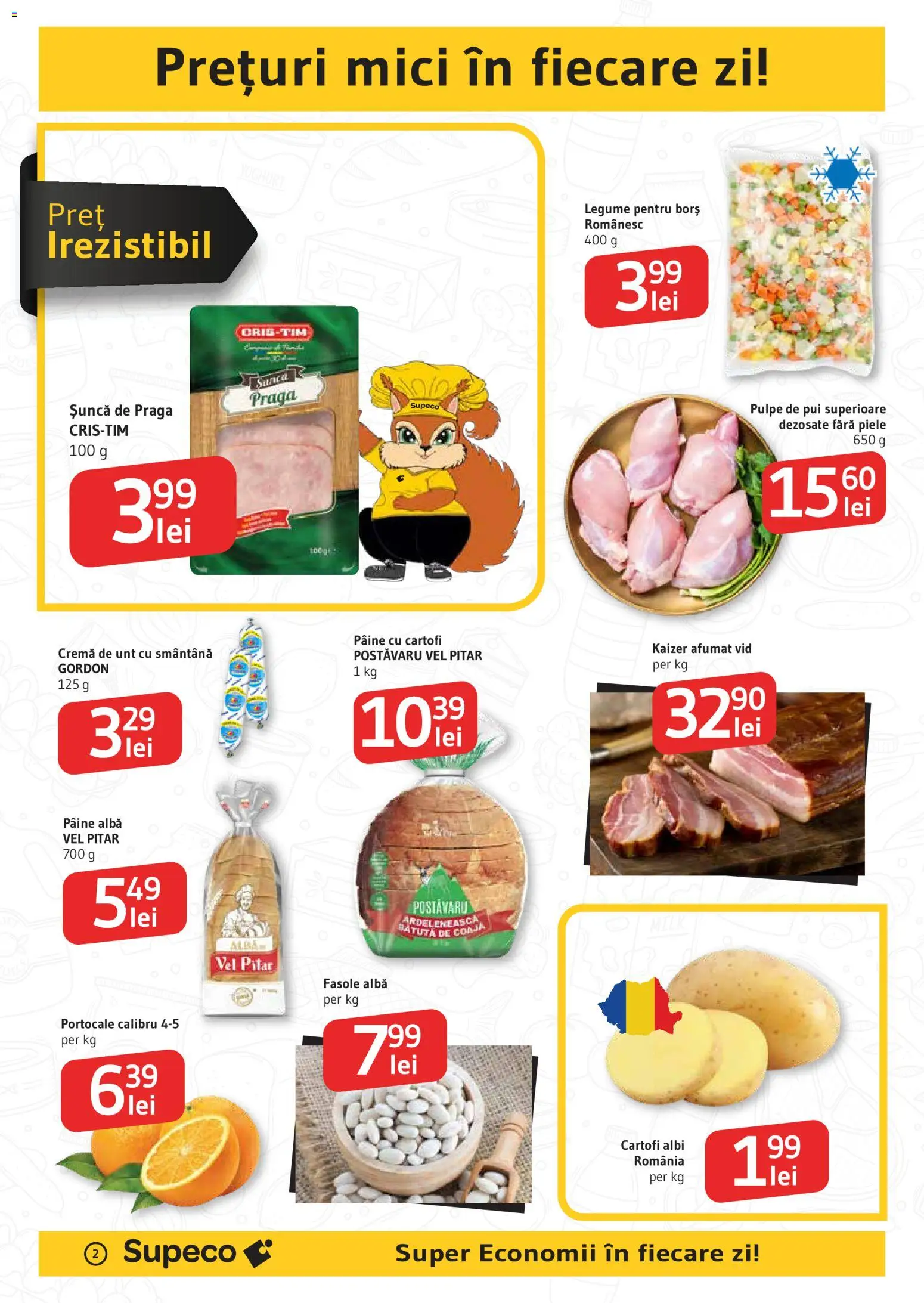 Noul catalog Supeco – valabil de la 29.10.2025 | Pagină: 2 | Produse: Șuncă, Smântână, Cartofi, Legume
