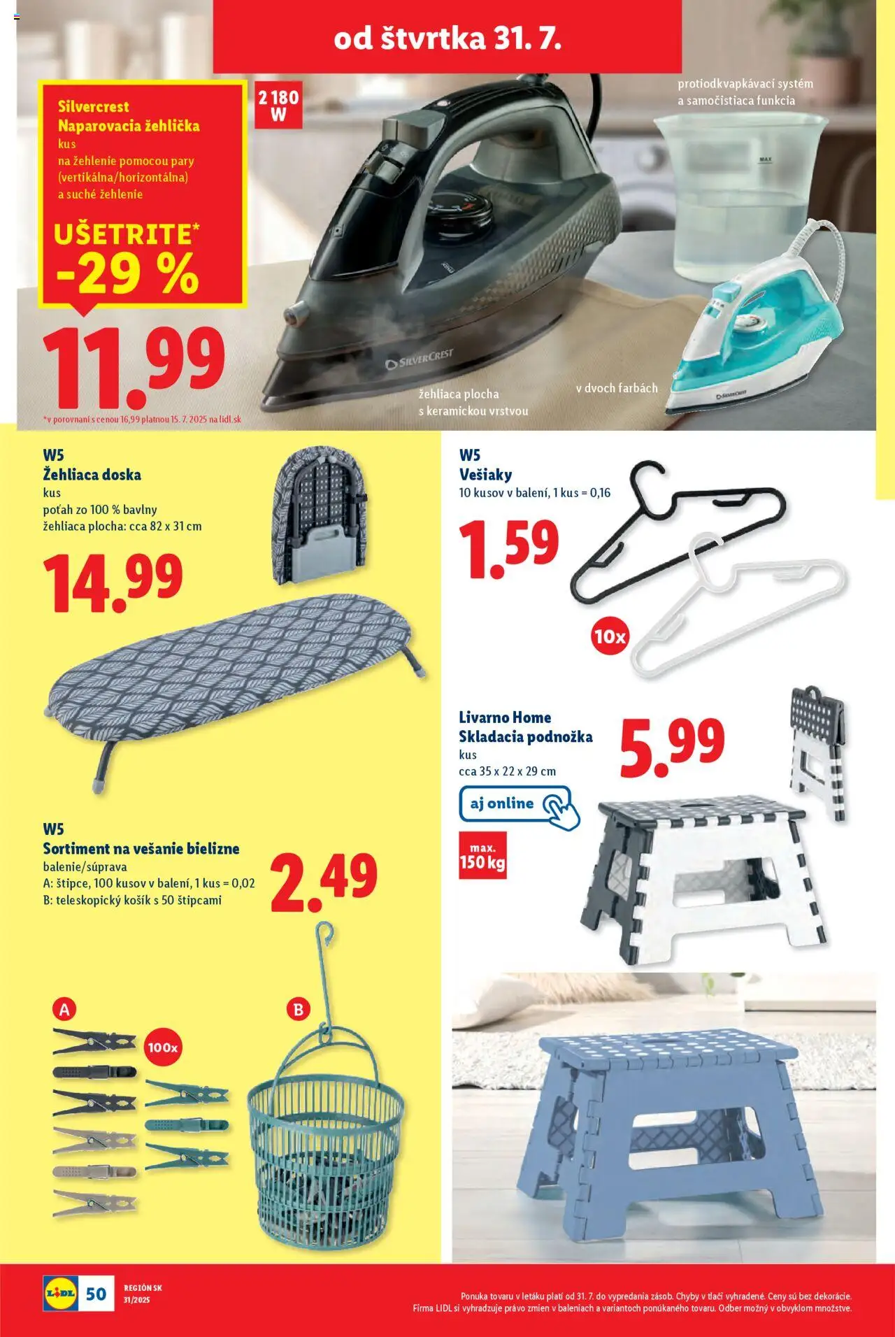 Lidl leták │ platný od 28.07.2025 | Strana: 74 | Produkty: Vešiaky, Naparovacia žehlička, Žehlička