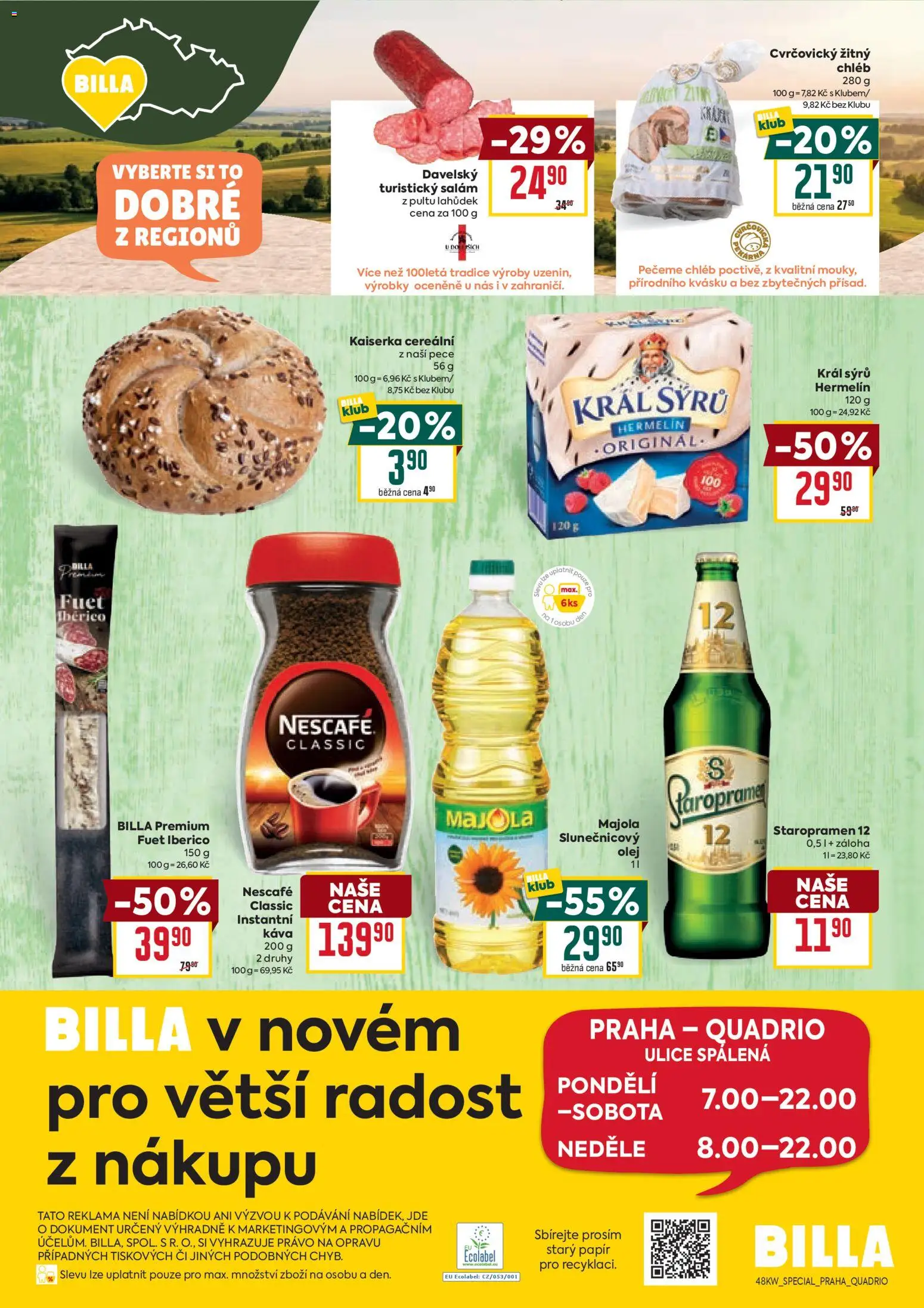 Billa leták - Speciál: Praha Quadrio od 26.11.2025 | Strana: 2 | Produkty: Kaiserka, Staropramen 12, Cd, Fuet