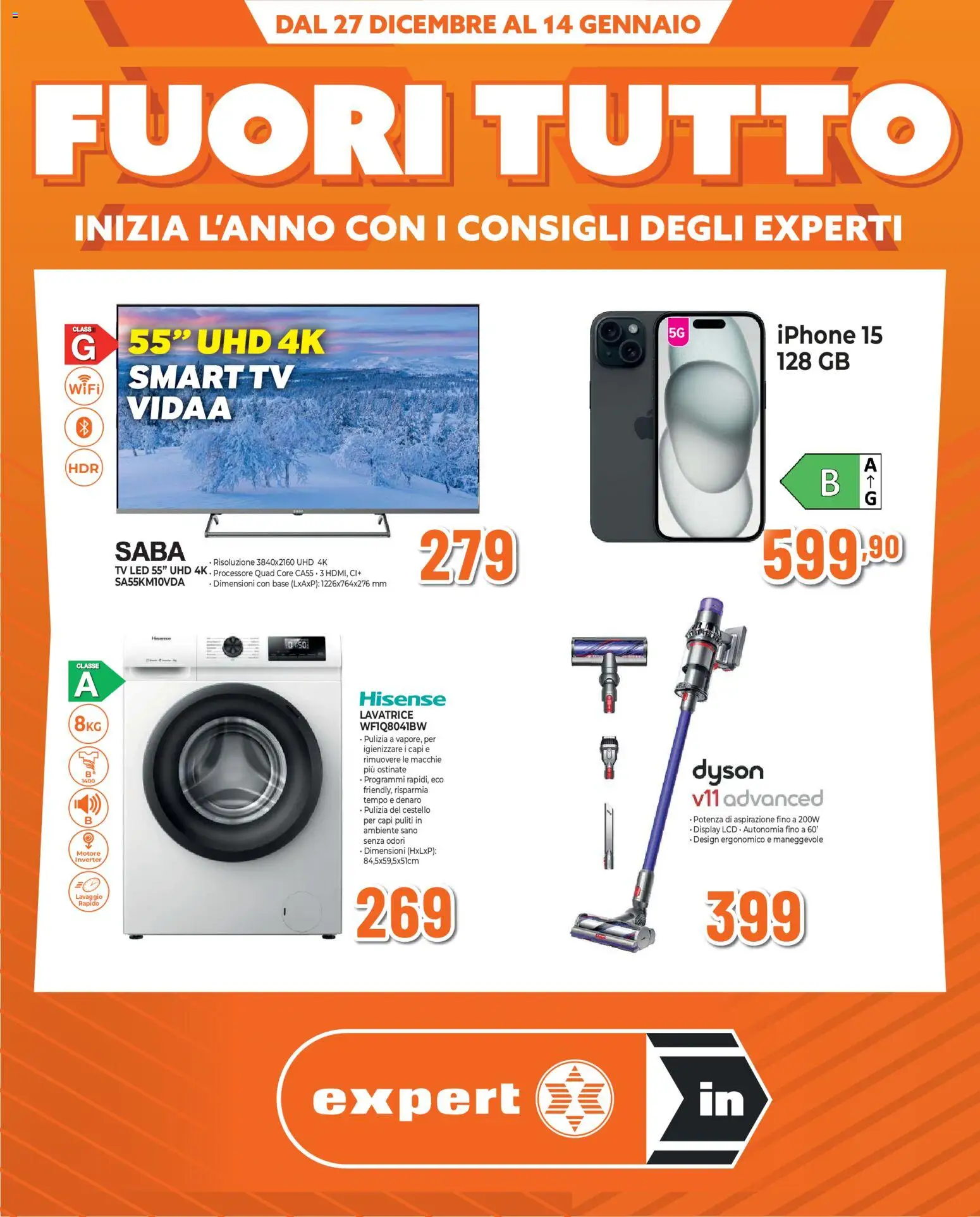 Volantino Ipercoop del 27.12.2025 | Pagina: 1 | Prodotti: smart TV, Lavatrice, TV, Dyson