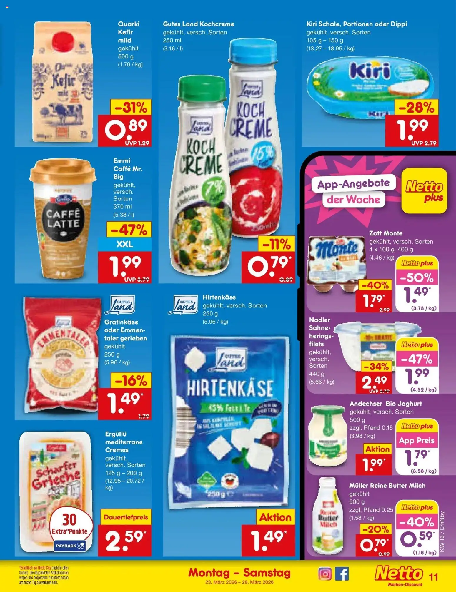 Netto Marken-Discount Prospekt Ergolding	 – gültig ab 23.03.2026 | Seite: 11 | Produkte: Kefir, Milch, Butter, Creme