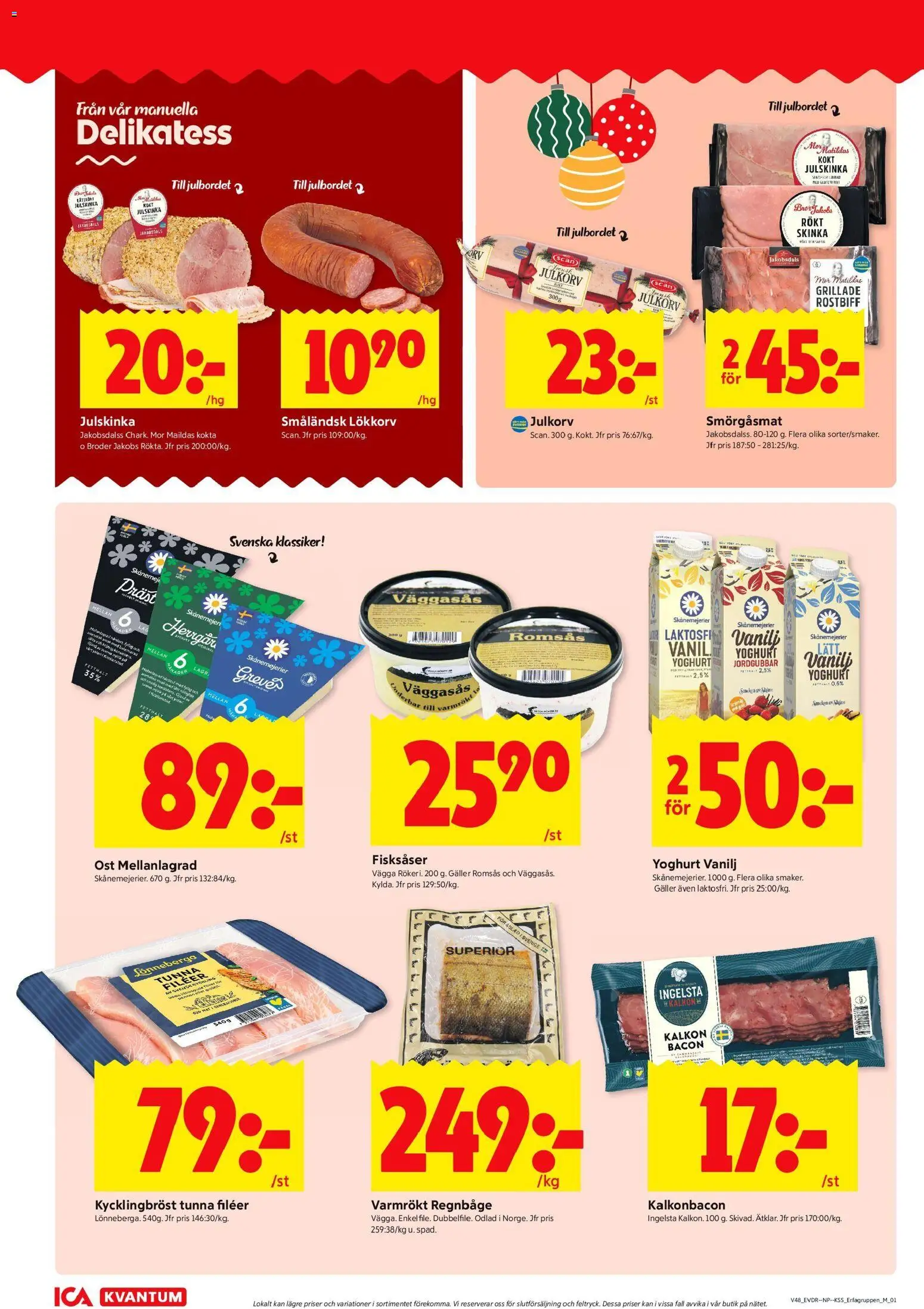ICA Kvantum reklamblad aktuell från 24.11.2025 | Sida: 6 | Produkter: Romsås, Skinka, Kalkon, Jordgubbar