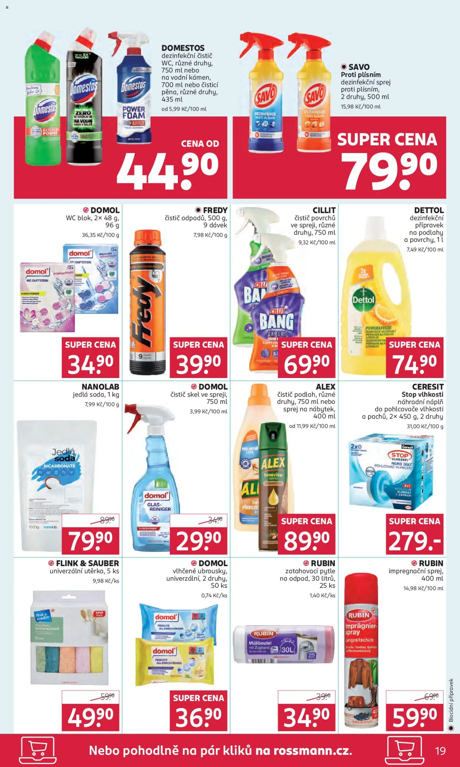 Rossmann leták od 22.10.2025 | Strana: 19 | Produkty: Ceresit Stop vlhkosti, Dettol, Domestos, Wc