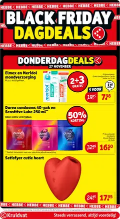 Durex condooms 40-pak en Sensitive Lube 250 ml**, Alleen online verkrijgbaar. - Voorbeeld van een folder van Kruidvat, geldig van 25.11.2025 | Pagina: 4 | Producten: Tandpasta, Kan, Mondverzorging
