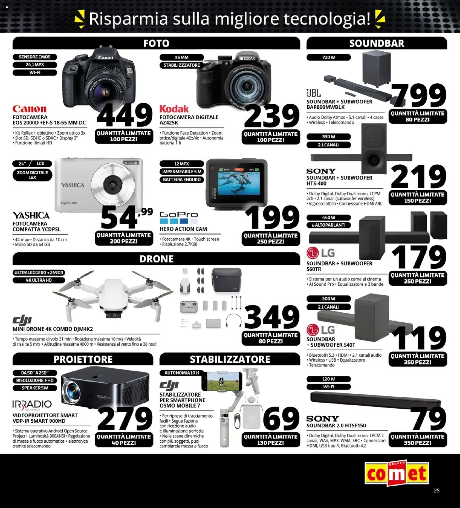 Volantino Comet del 13.11.2025 | Pagina: 25 | Prodotti: Mobile, Soundbar, Smartphone, Fotocamera