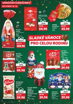 Náhled letáku KIT KAT SANTA/ORION LENTILKY MIKULÁŠ, Čokoládová dutá figurka z mléčné čokolády 85 g od 29.10.2025 | Strana: 38 | Produkty: Ořechy, Figurky, Kakao, Lentilky
