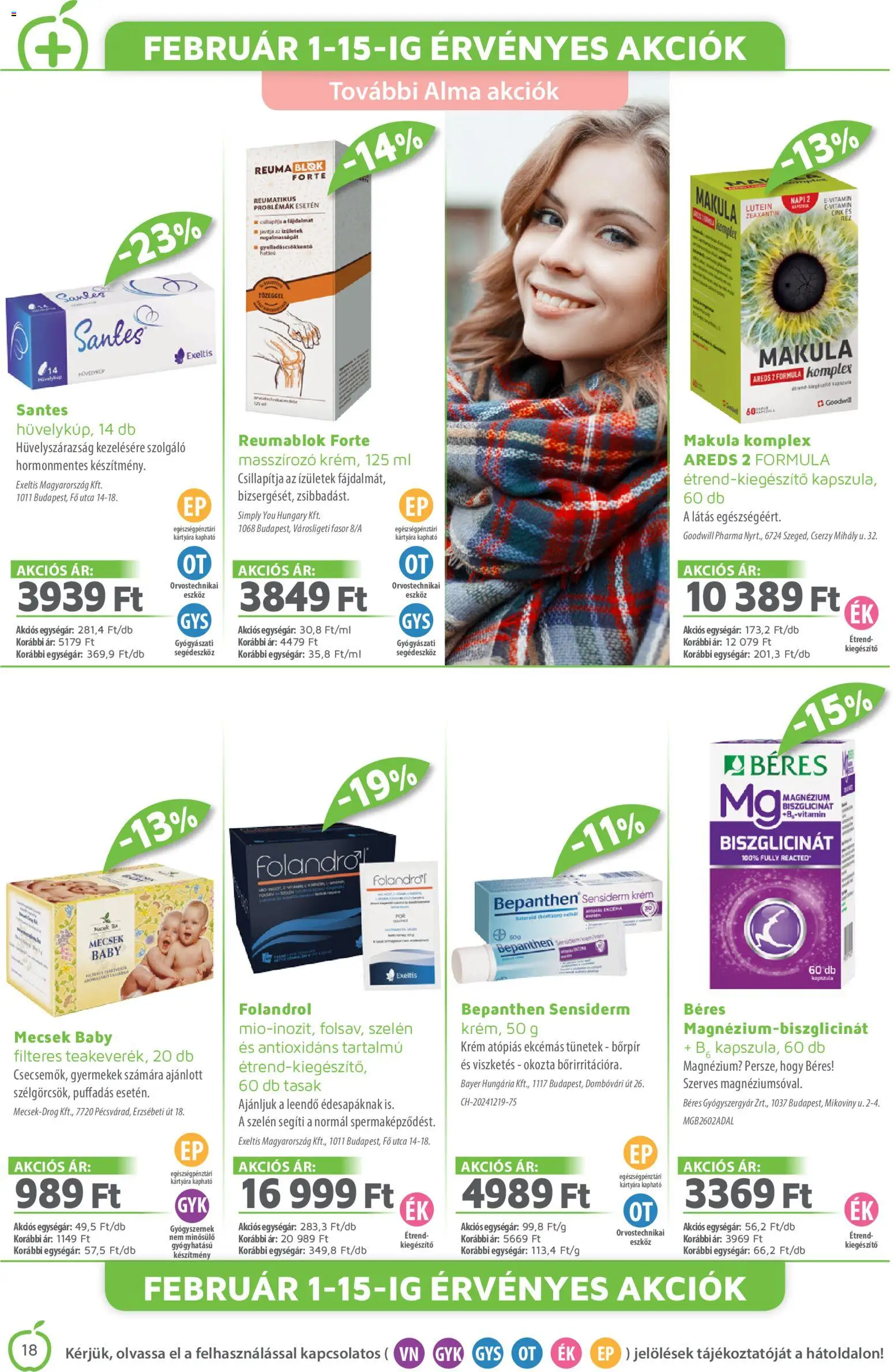 Alma Gyógyszertárak akciós ujság - amely érvényes a következő dátumtól: 01.02.2026 | Oldal: 18 | Termékek: Alma, Gyógyszerek