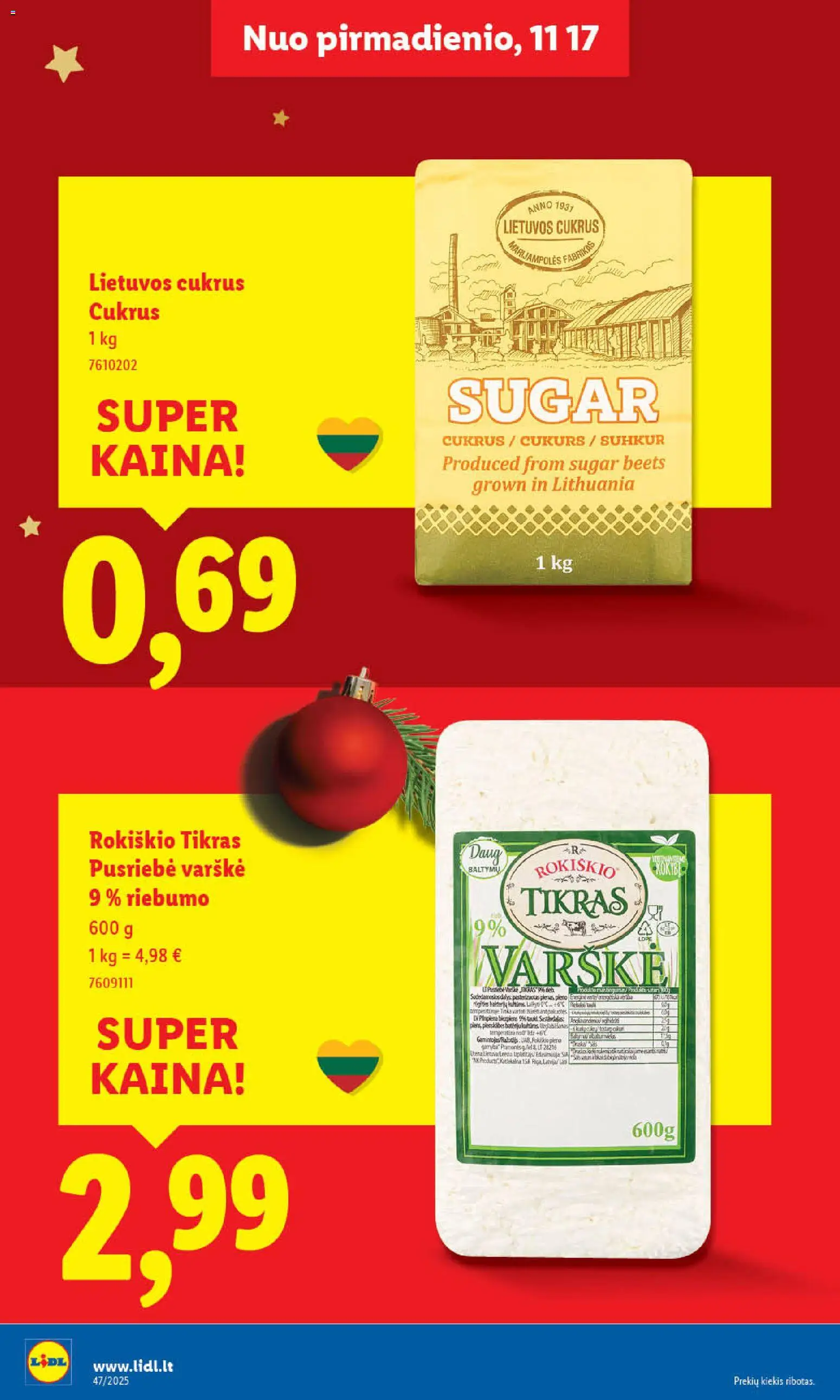 LIDL akcijos nuo 17.11.2025 | Puslapis: 22 | Prekių: Varškė, Cukrus
