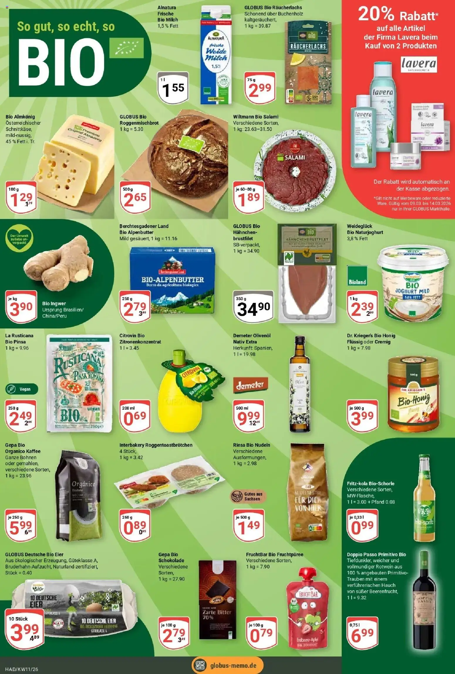 Globus prospekt Halle (saale)	 – gültig ab 09.03.2026 | Seite: 13 | Produkte: Milch, Kaffee, Doppio passo primitivo, Salami