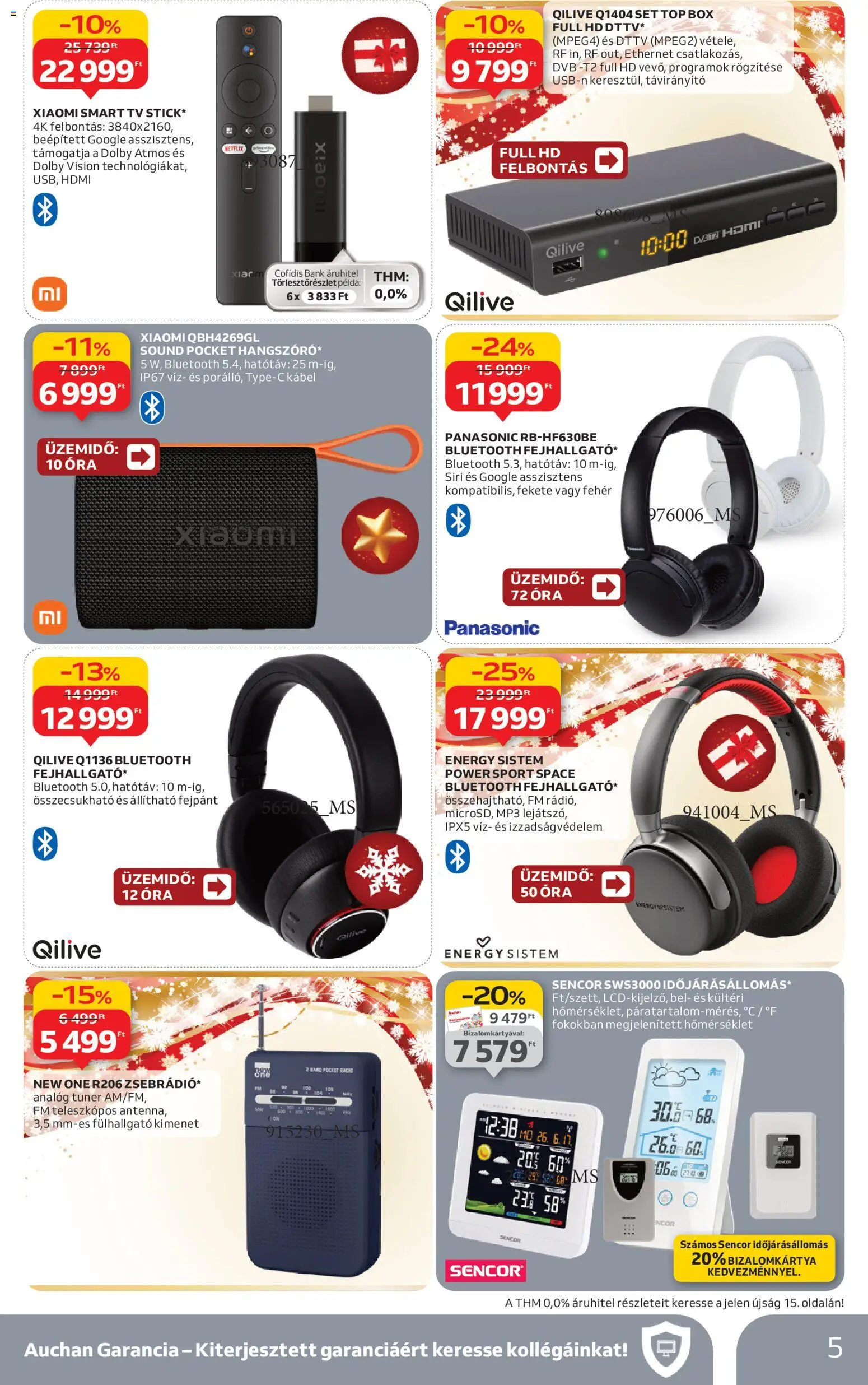 Auchan akciós ujság - amely érvényes a következő dátumtól: 27.11.2025 | Oldal: 5 | Termékek: Fülhallgató, Rádió, MP3, Xiaomi