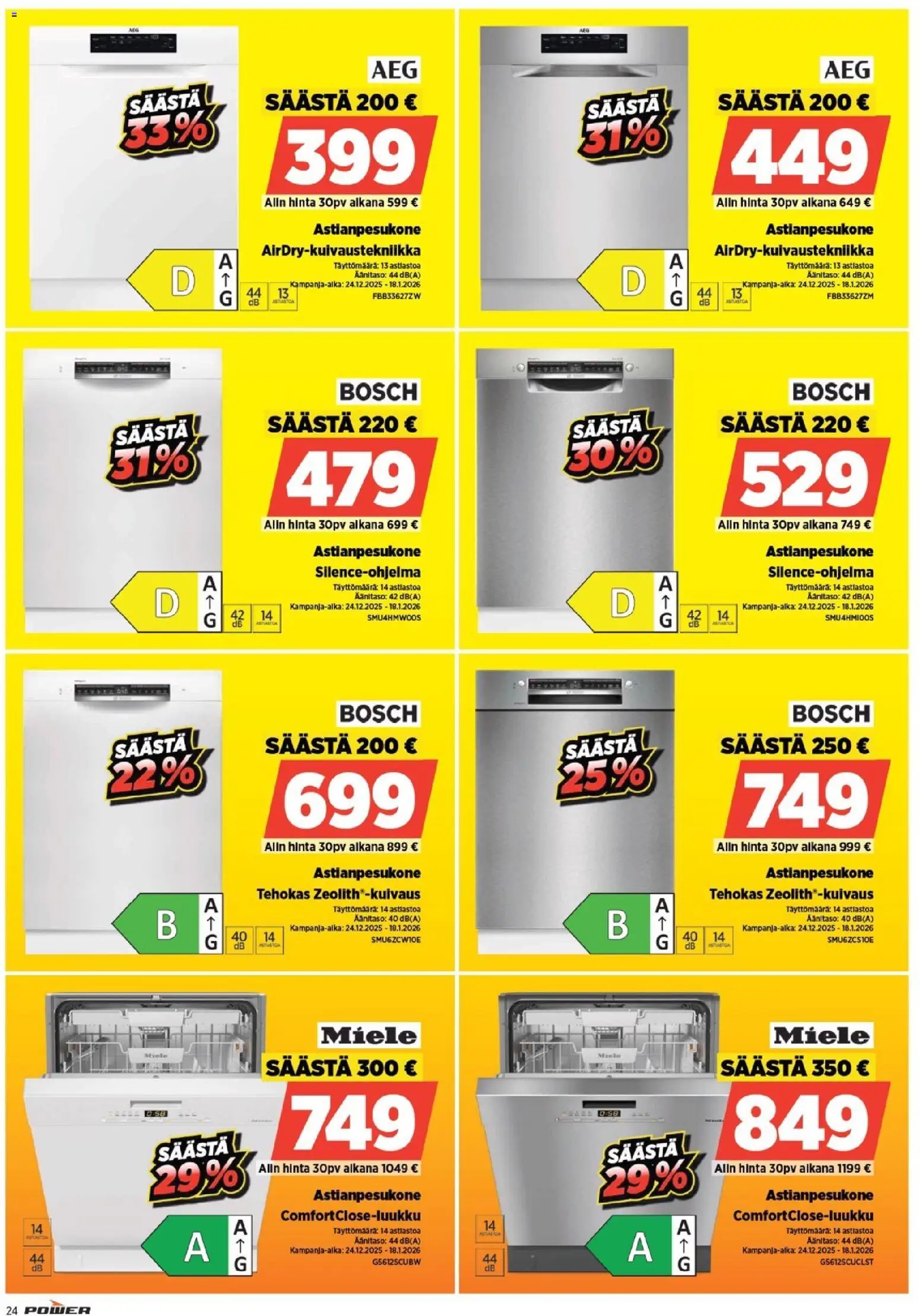 Power tarjoukset – voimassa 24.12.2025 alkaen | Sivu: 28 | Tuotteet: Astianpesukone