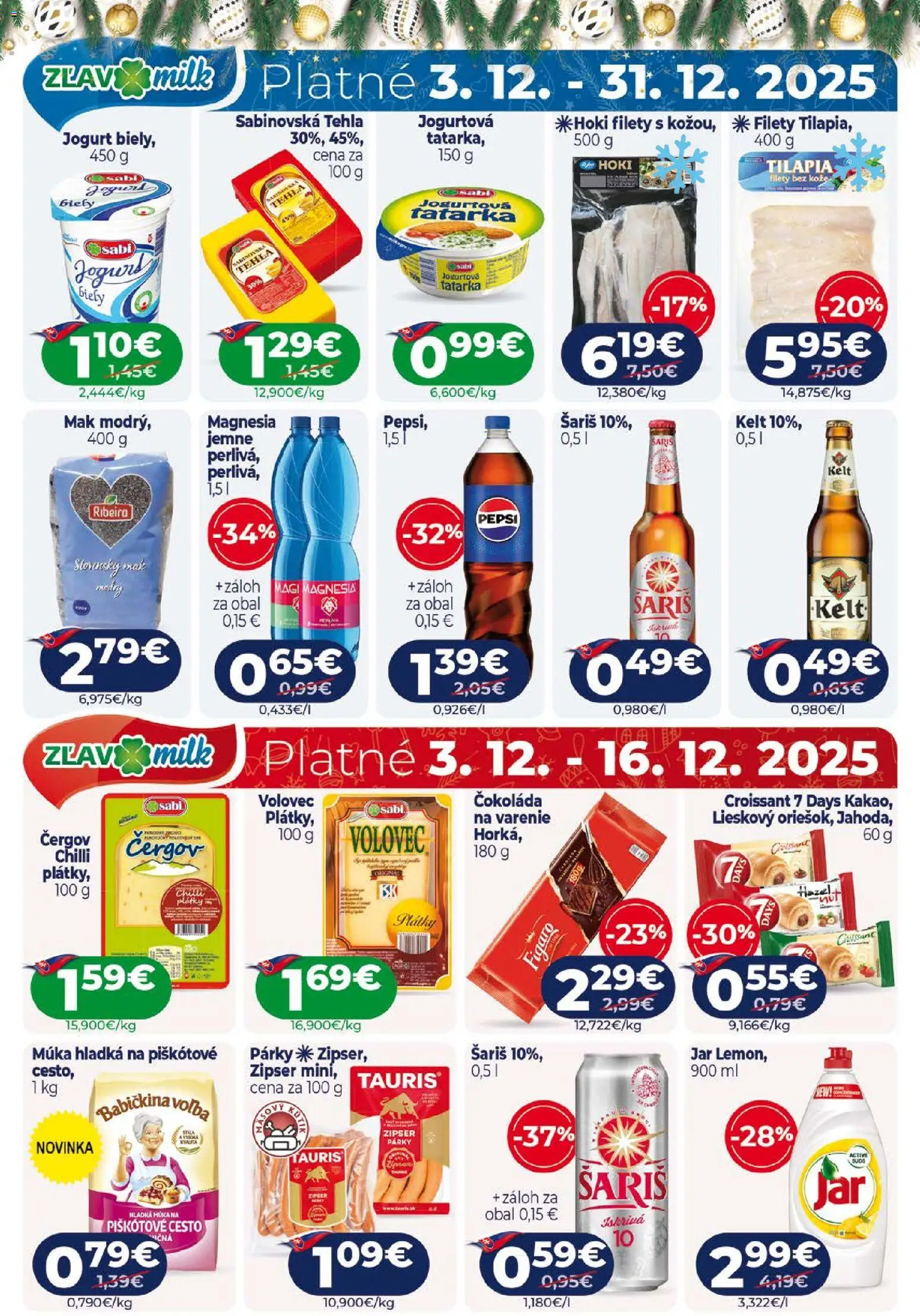Nové Milk Agro akcie – leták je platný od 10.12.2025 | Strana: 16 | Produkty: Čokoláda, Párky, Jar, Mak