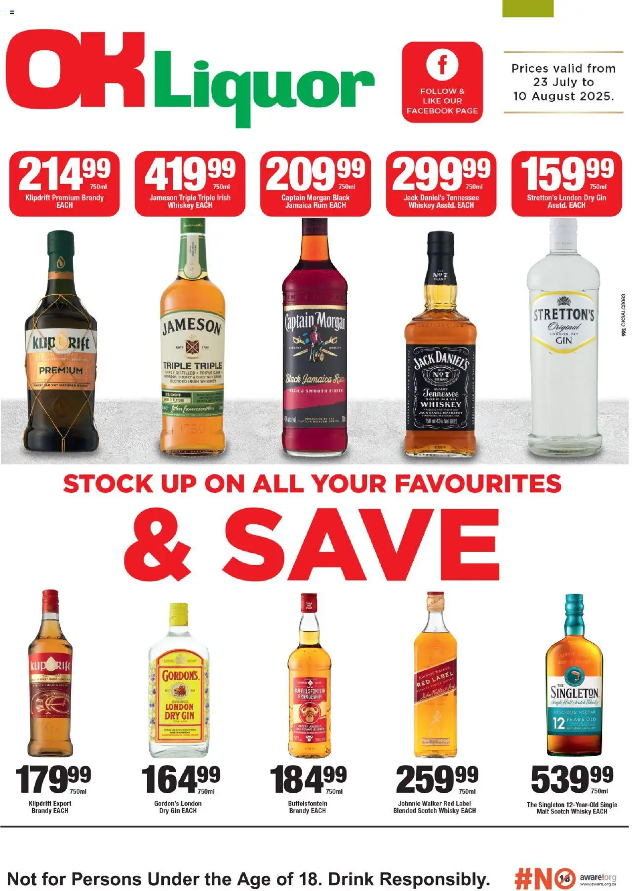 OK Foods Western Cape - OK Liquor │ valid from 23.07.2025 | Page: 1 | Products: Brandy, Rum, Whiskey, Stock