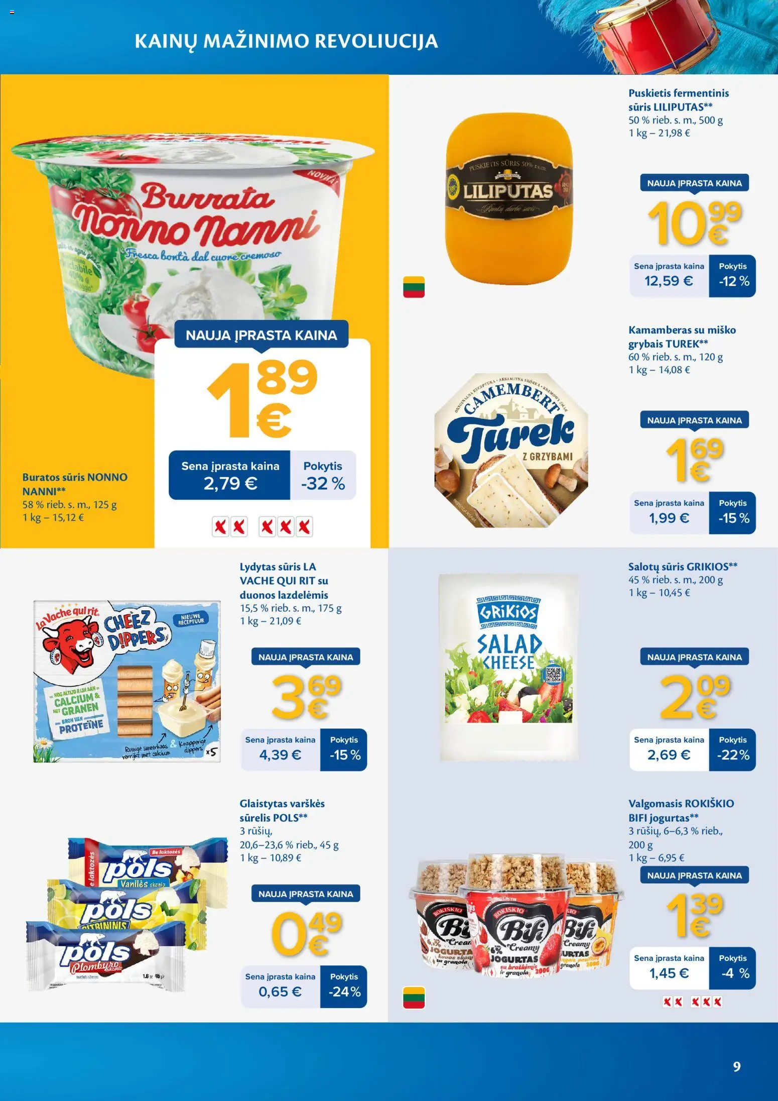 MAXIMA akcijos nuo 07.04.2026 | Puslapis: 9 | Prekių: Fermentinis sūris, Sūrelis, Jogurtas, Sūris