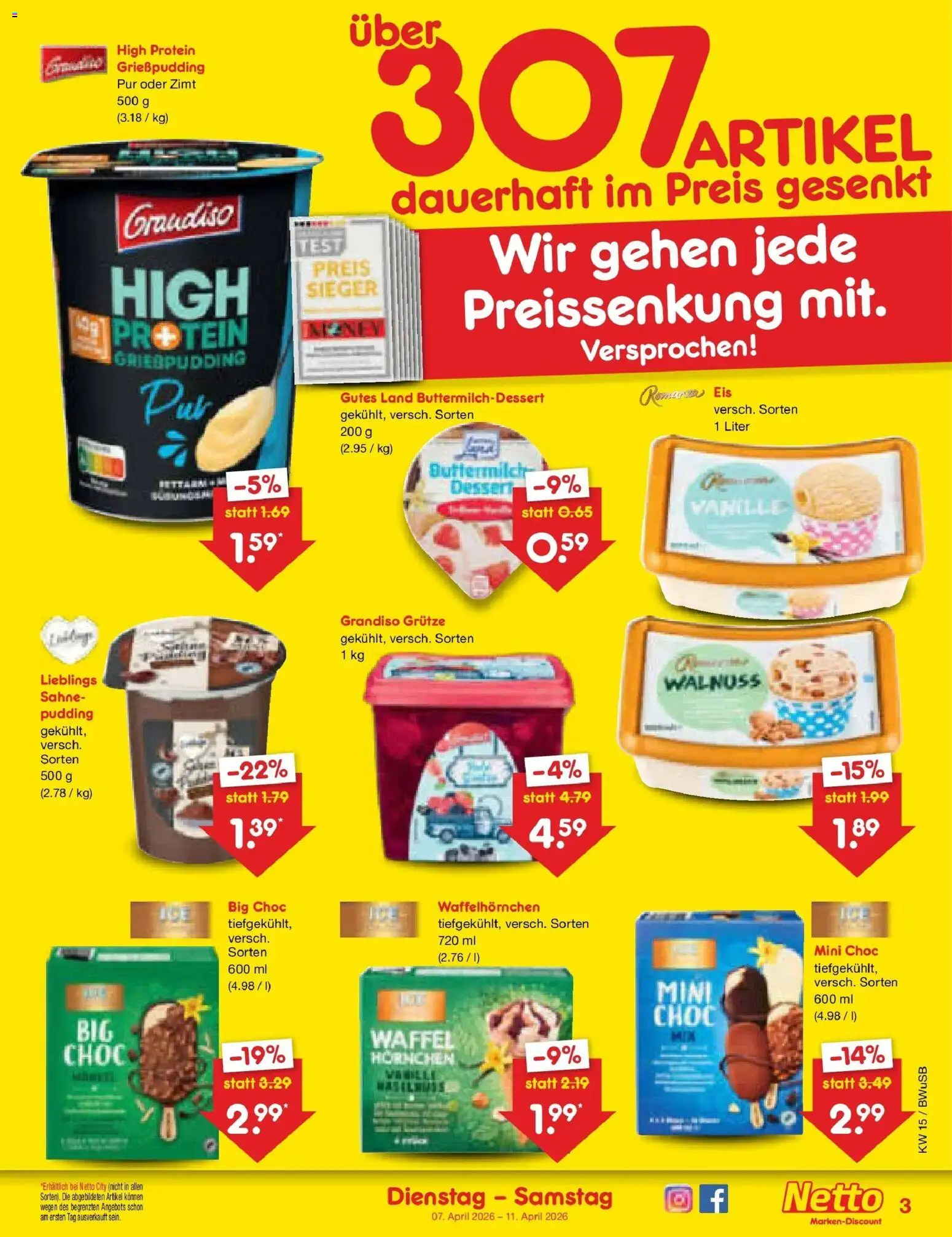 Netto Marken-Discount Prospekt Stemwede-Dielingen	 – gültig ab 07.04.2026 | Seite: 29 | Produkte: Pudding, Sahne, Eis