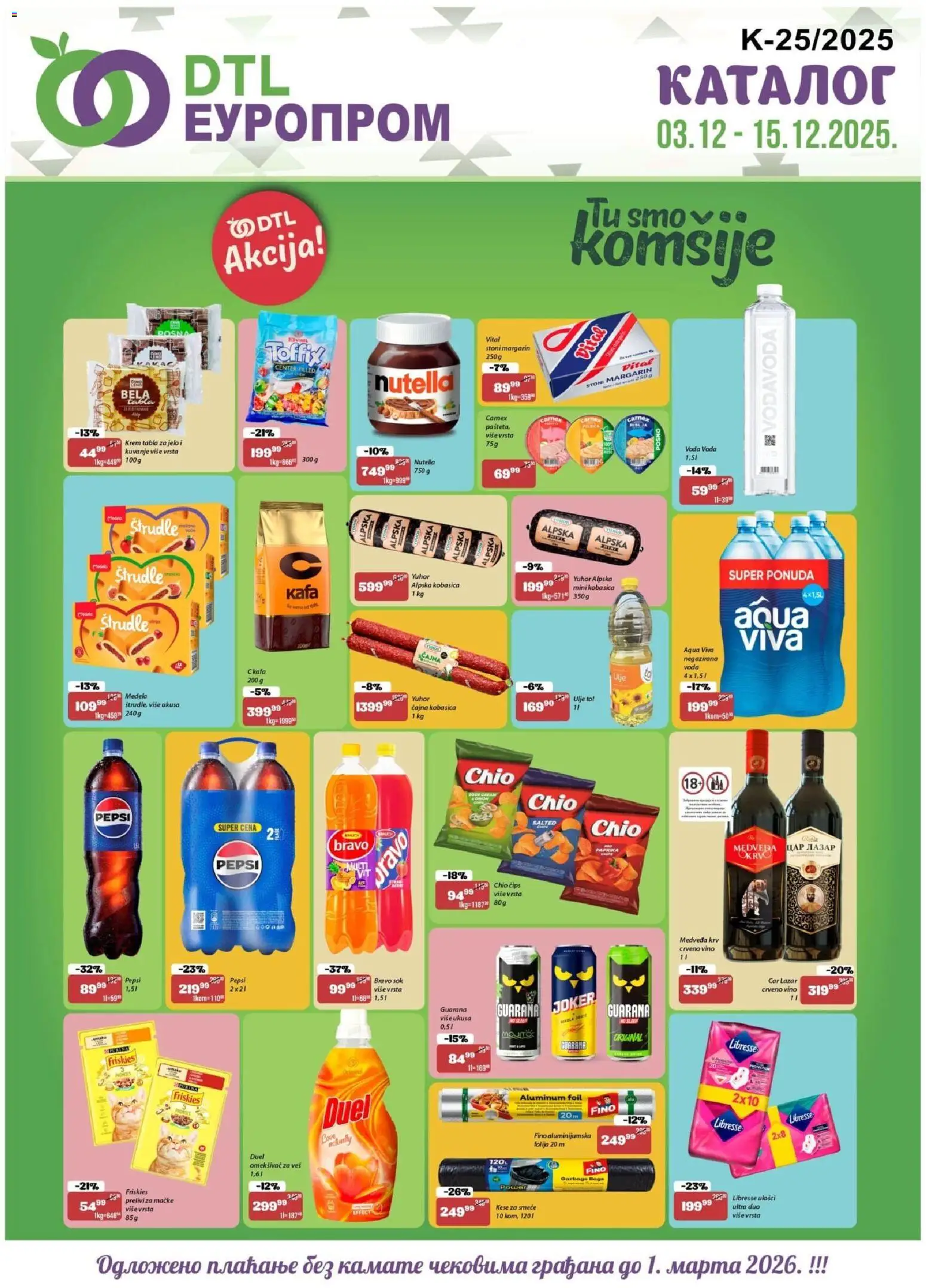 Europrom katalog - važi od 03.12.2025 | Strana: 1 | Proizvode: Purina, Voda, Margarin, Sok