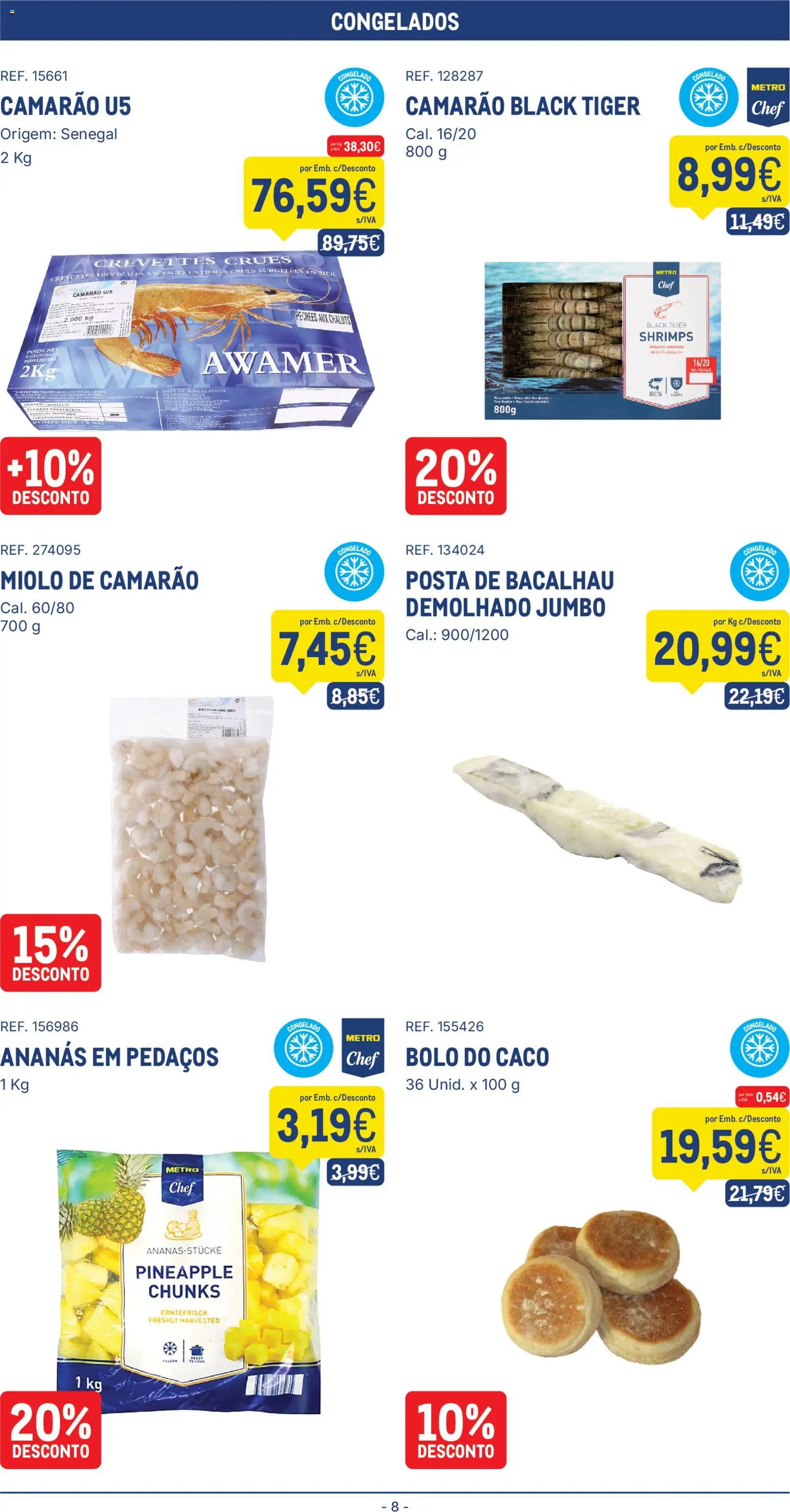 Makro folheto │ válido de 16.12.2025 | Página: 8 | Produtos: Bacalhau, Bolo, Camarão