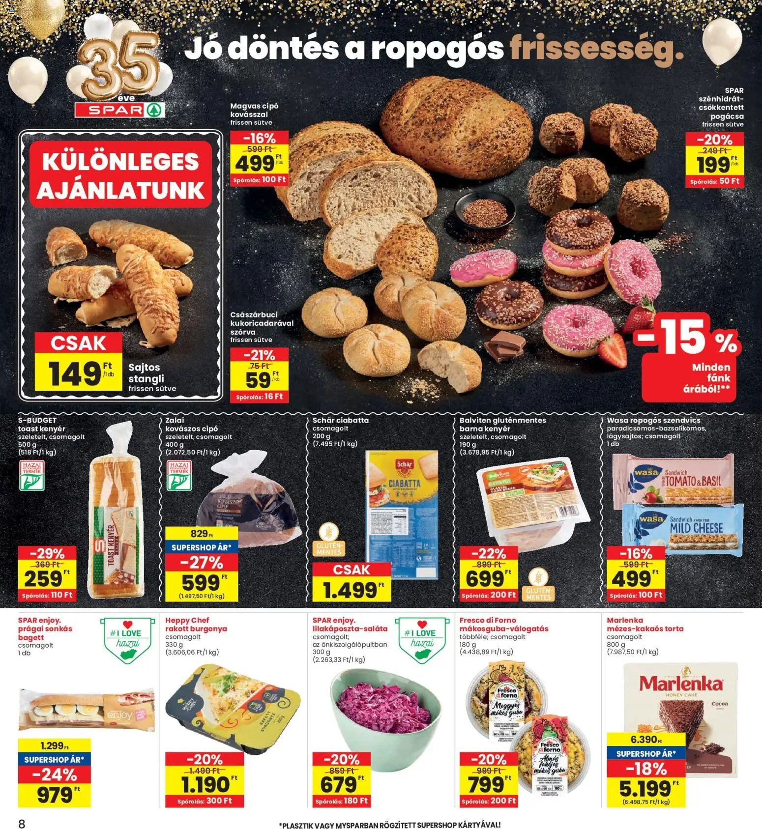 Interspar akciós ujság - amely érvényes a következő dátumtól: 19.02.2026 | Oldal: 8 | Termékek: Burgonya, Fánk, Bagett, Kenyér