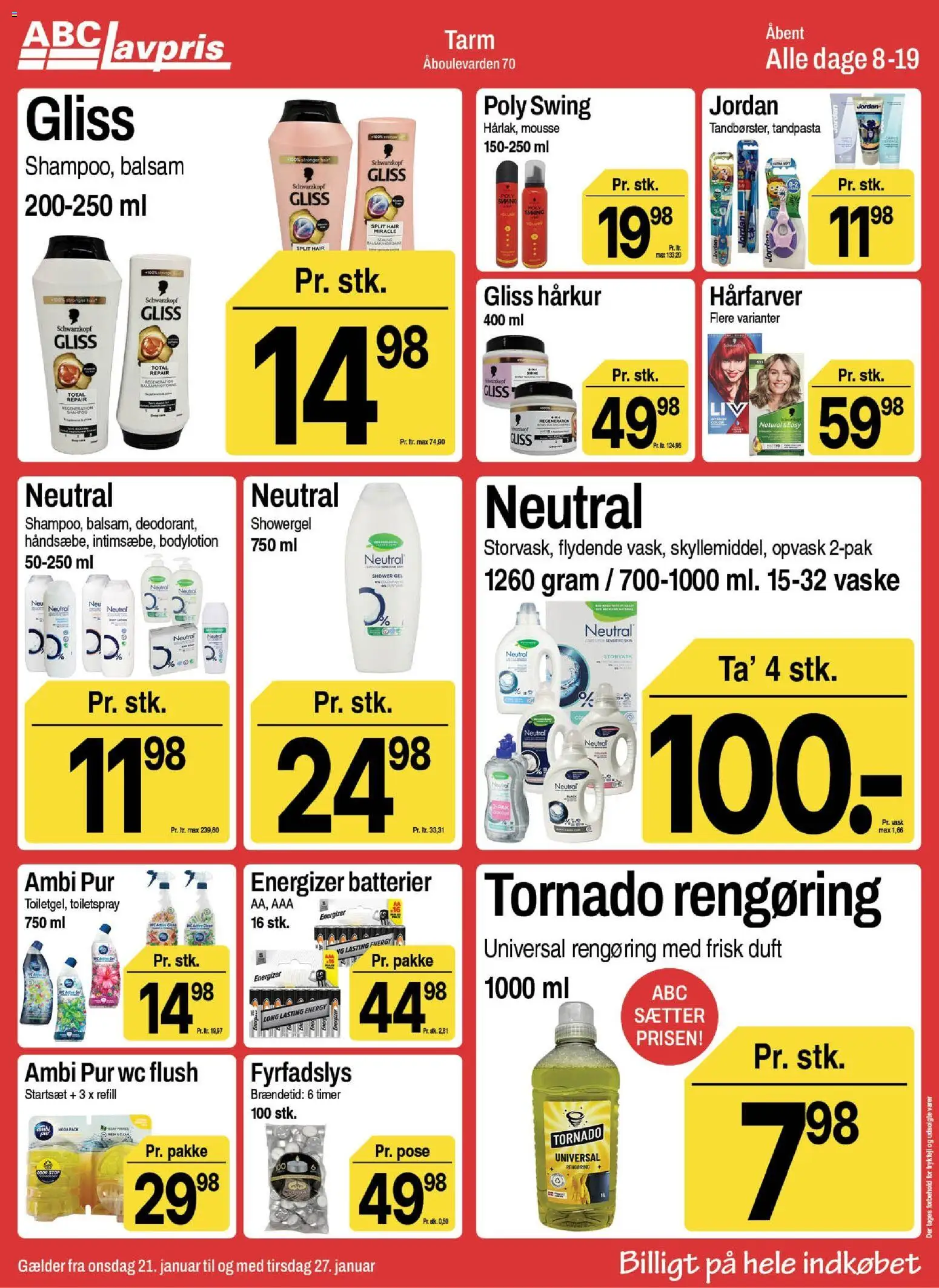 Abc Lavpris tilbudsavis – gyldig fra 21.01.2026 | Side: 10 | Produkter: Shampoo, Balsam, Tandpasta, Batterier