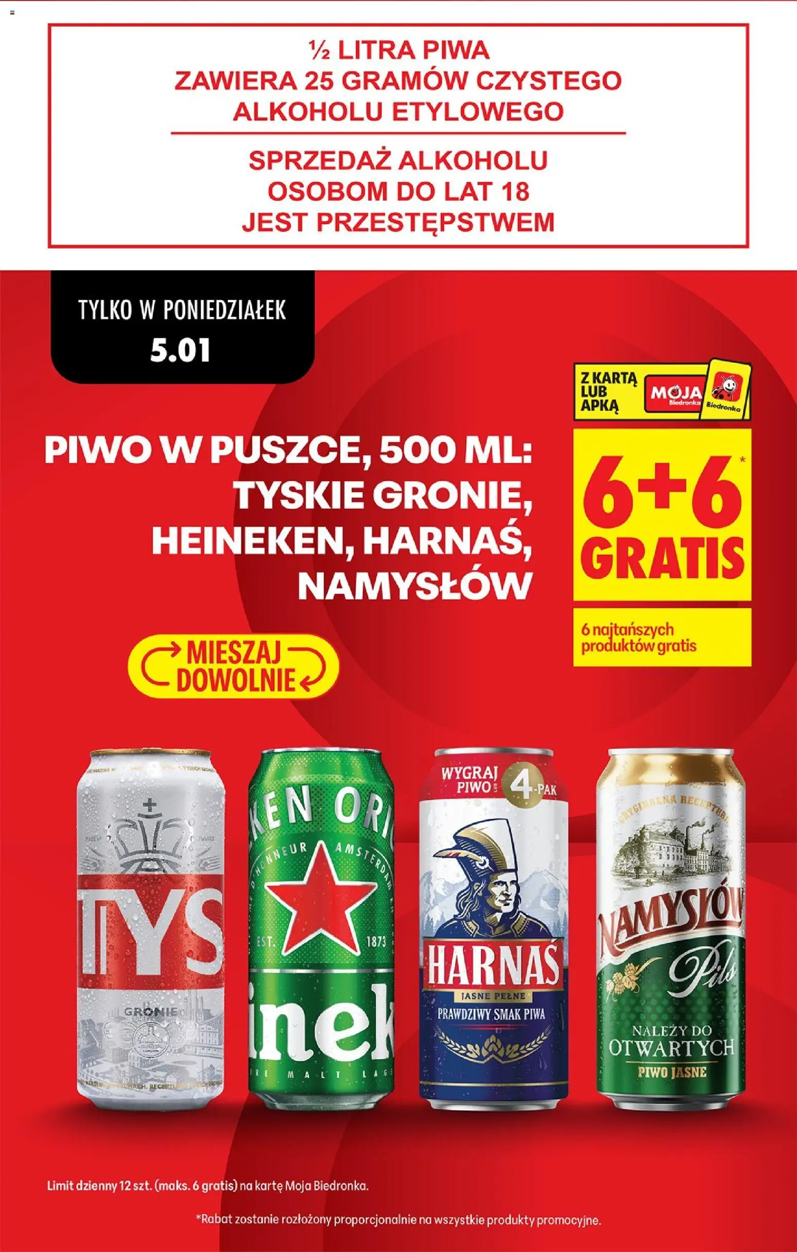 Biedronka gazetka od 05.01.2026 | Strona: 4 | Produkty: Karta, Tyskie, Harnaś, Heineken