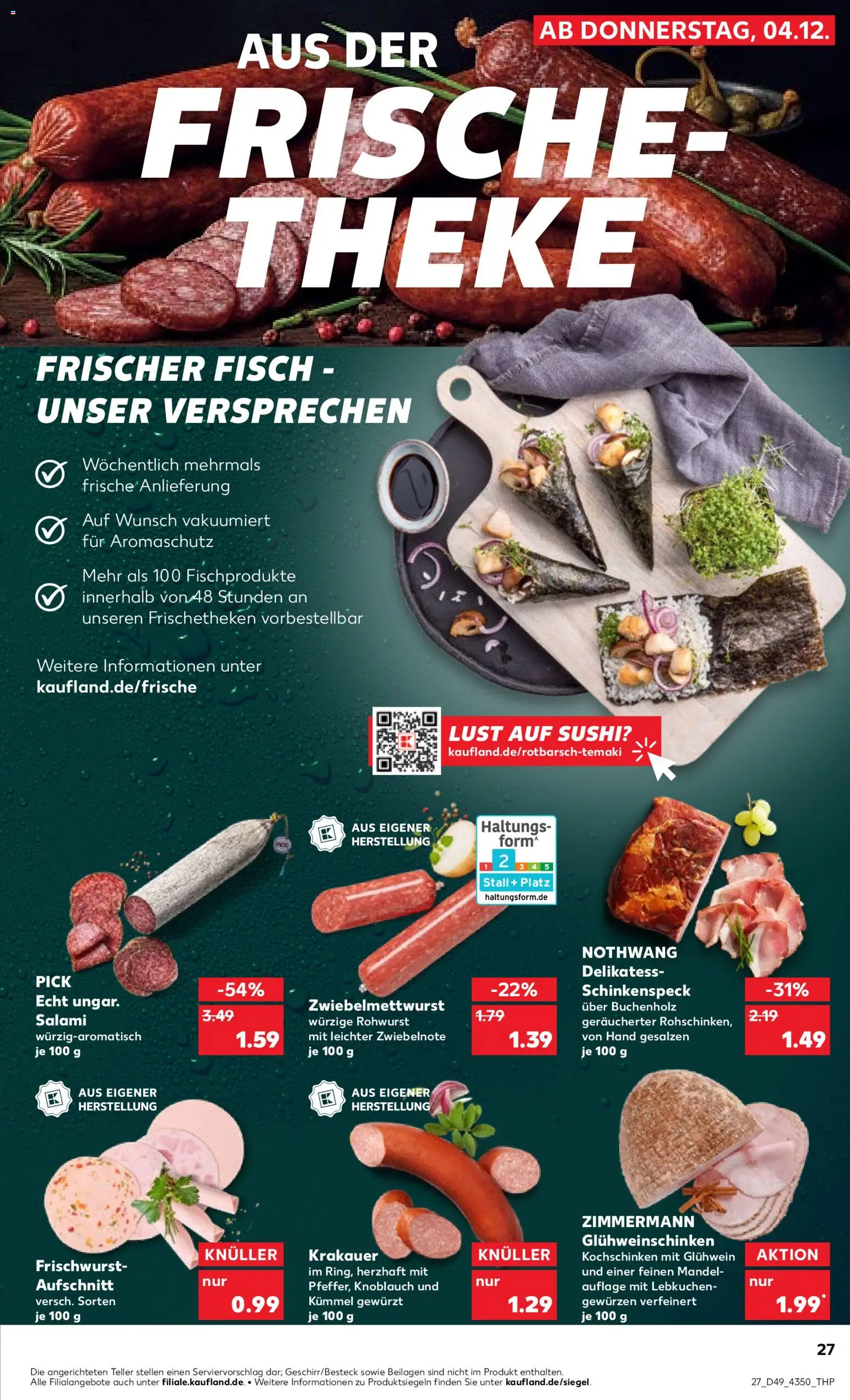 Kaufland prospekt Potsdam	 – gültig ab 04.12.2025 | Seite: 27 | Produkte: Theke, Fisch, Knoblauch, Salami