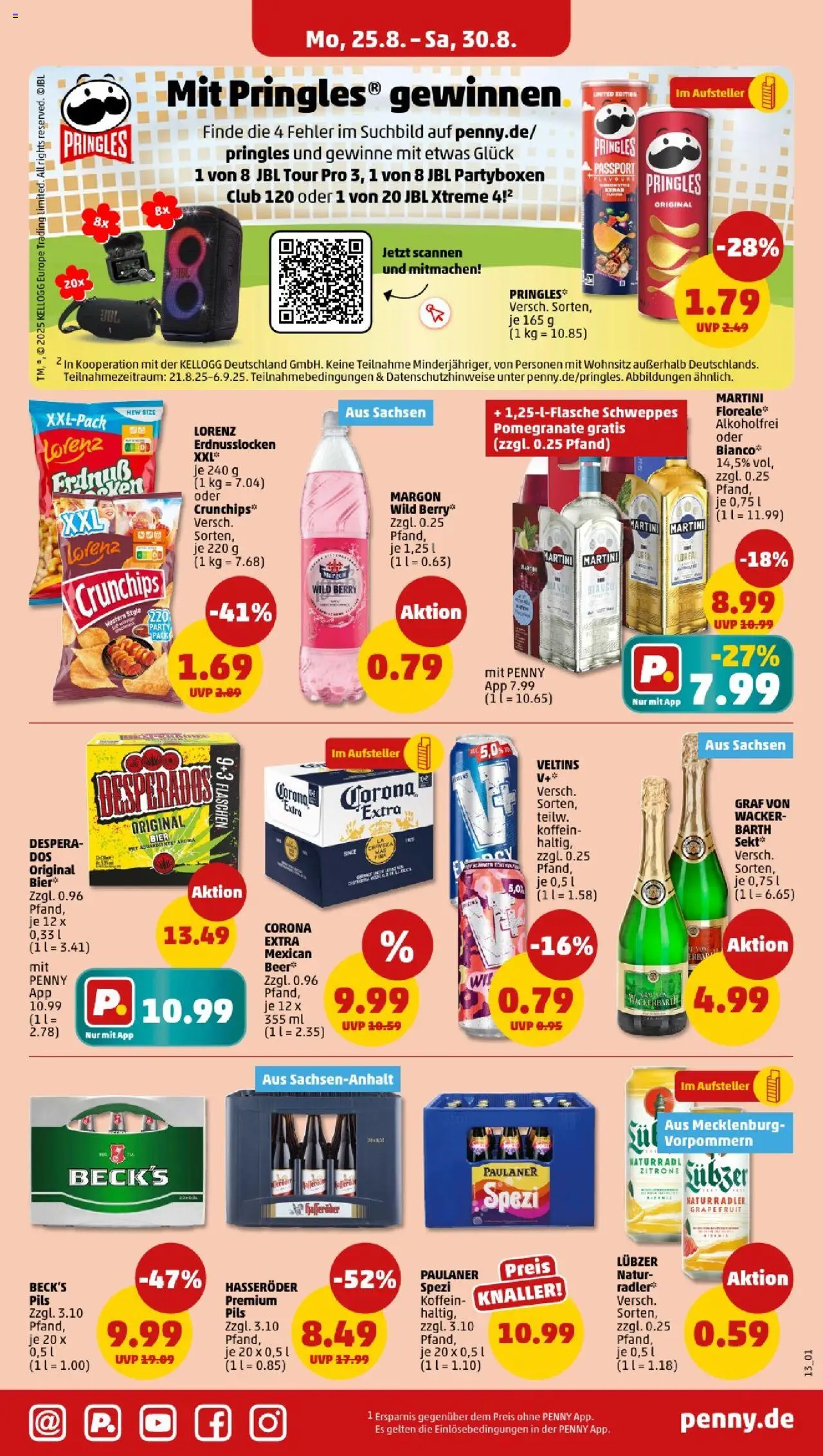 Penny - Berlin - gültig ab dem 25.08.2025 | Seite: 13 | Produkte: Pils, Radler, Pringles, Paulaner